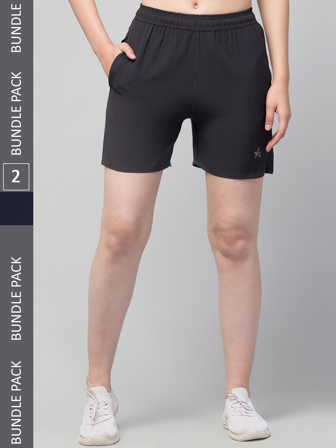 

Apraa & Parma Women Pack of 2 e-Dry Technology Sports Shorts, Charcoal