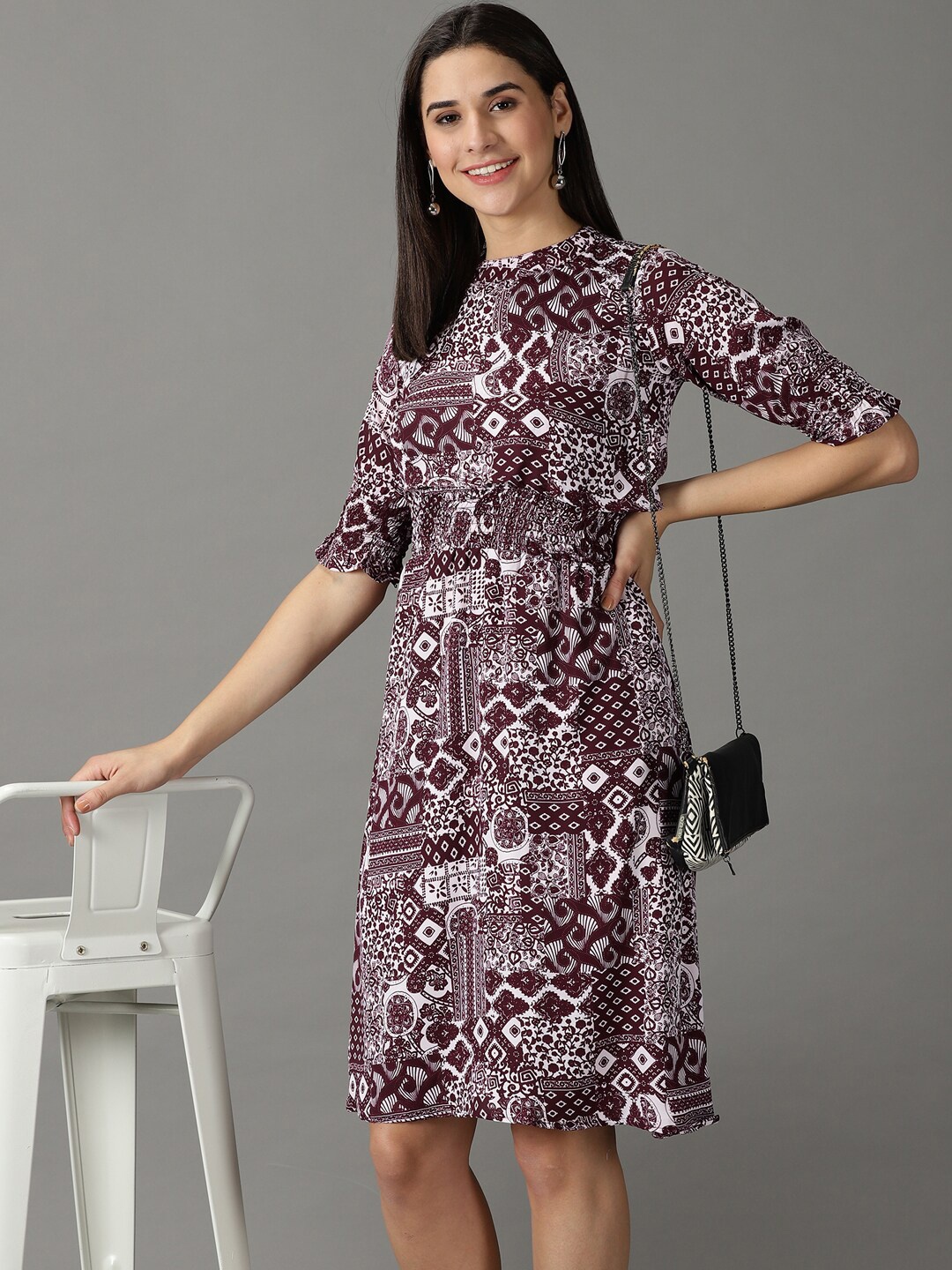 

SHOWOFF Abstract Print A-Line Dress, Lavender