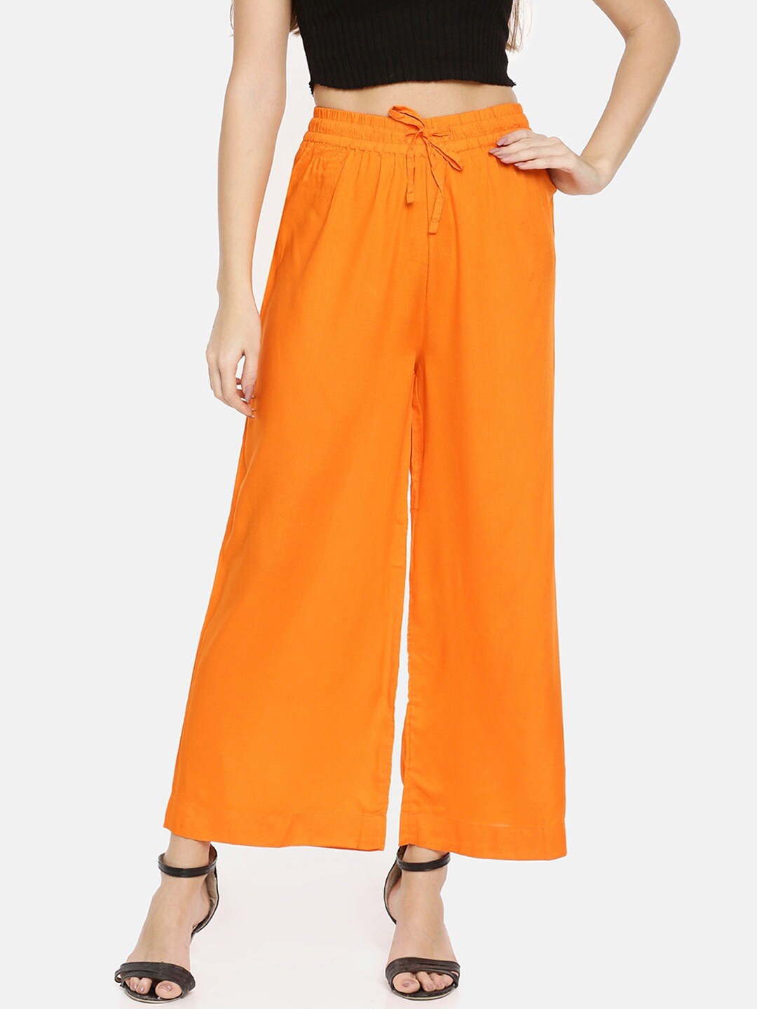 

TWIN BIRDS Women Wide Leg Palazzos, Orange
