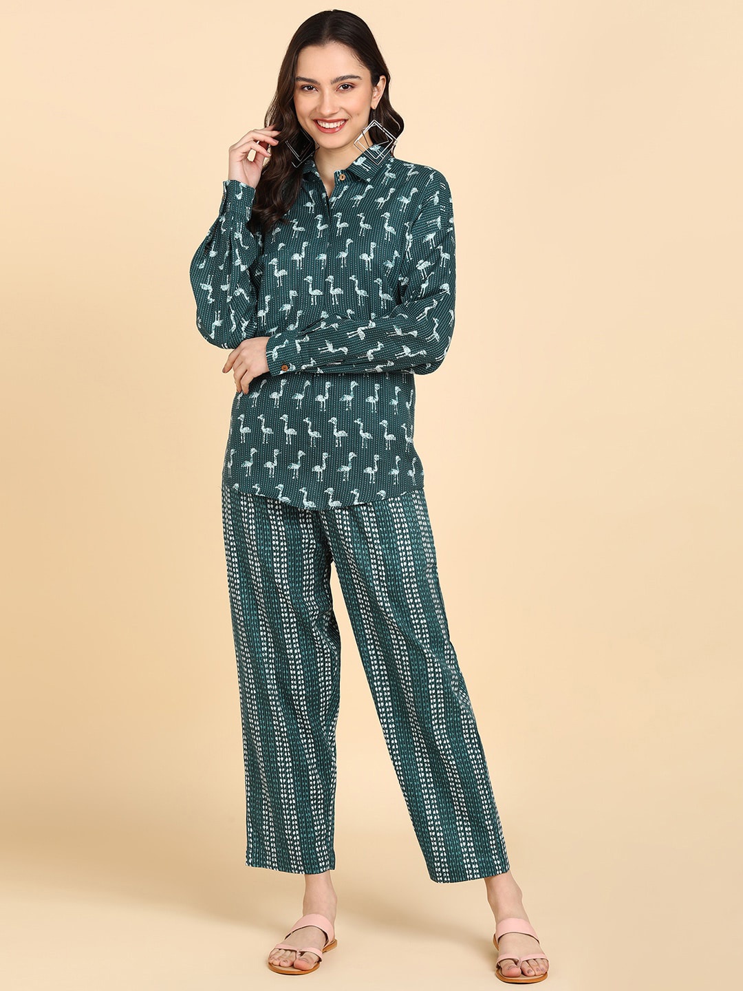 

BLOCKS OF INDIA Women Ethnic Printed Pure Cotton Co-Ords Set, Blue