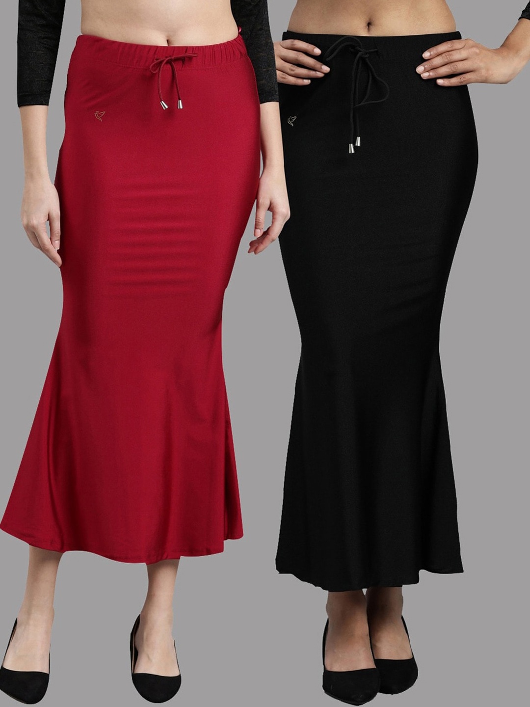 

TWIN BIRDS Women pack of 2 High rise Stretchable Shimmer Saree shape wear, Red
