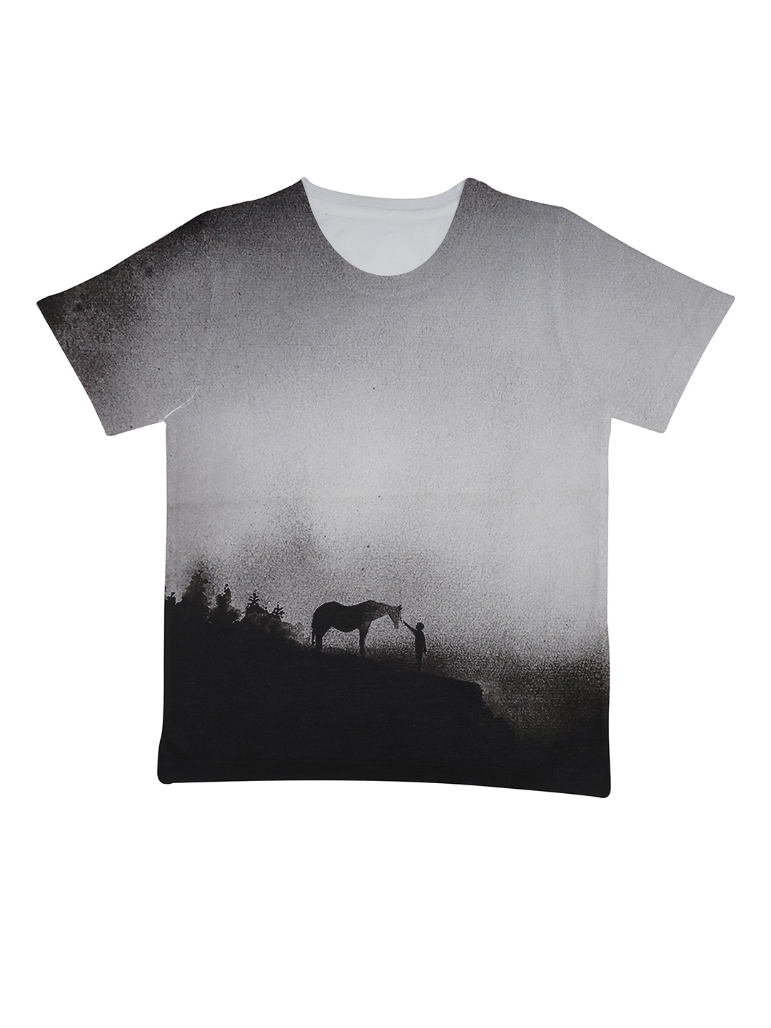 

Wear Your Mind Boys Grey & Black Printed Round Neck Regular Fit T-shirt