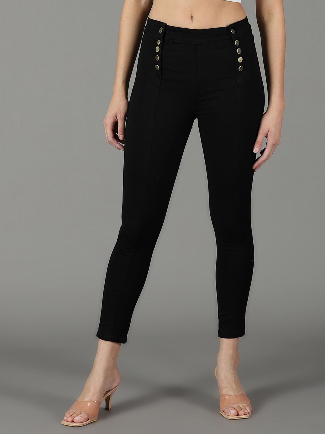 

SHOWOFF Women Skinny Fit Mid-Rise Stretchable Jeans, Black
