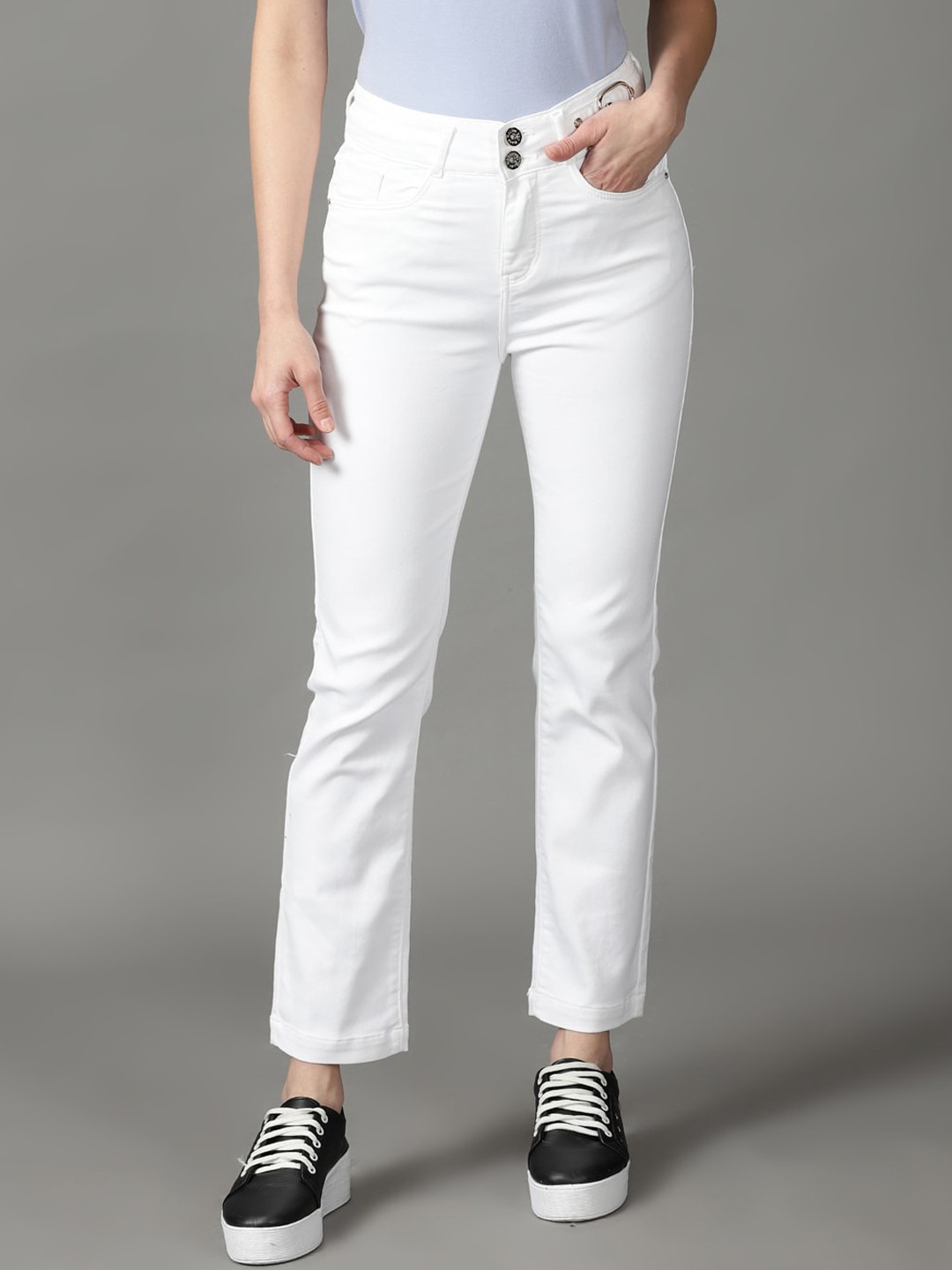 

SHOWOFF Women Relaxed Fit High-Rise Stretchable Jeans, White