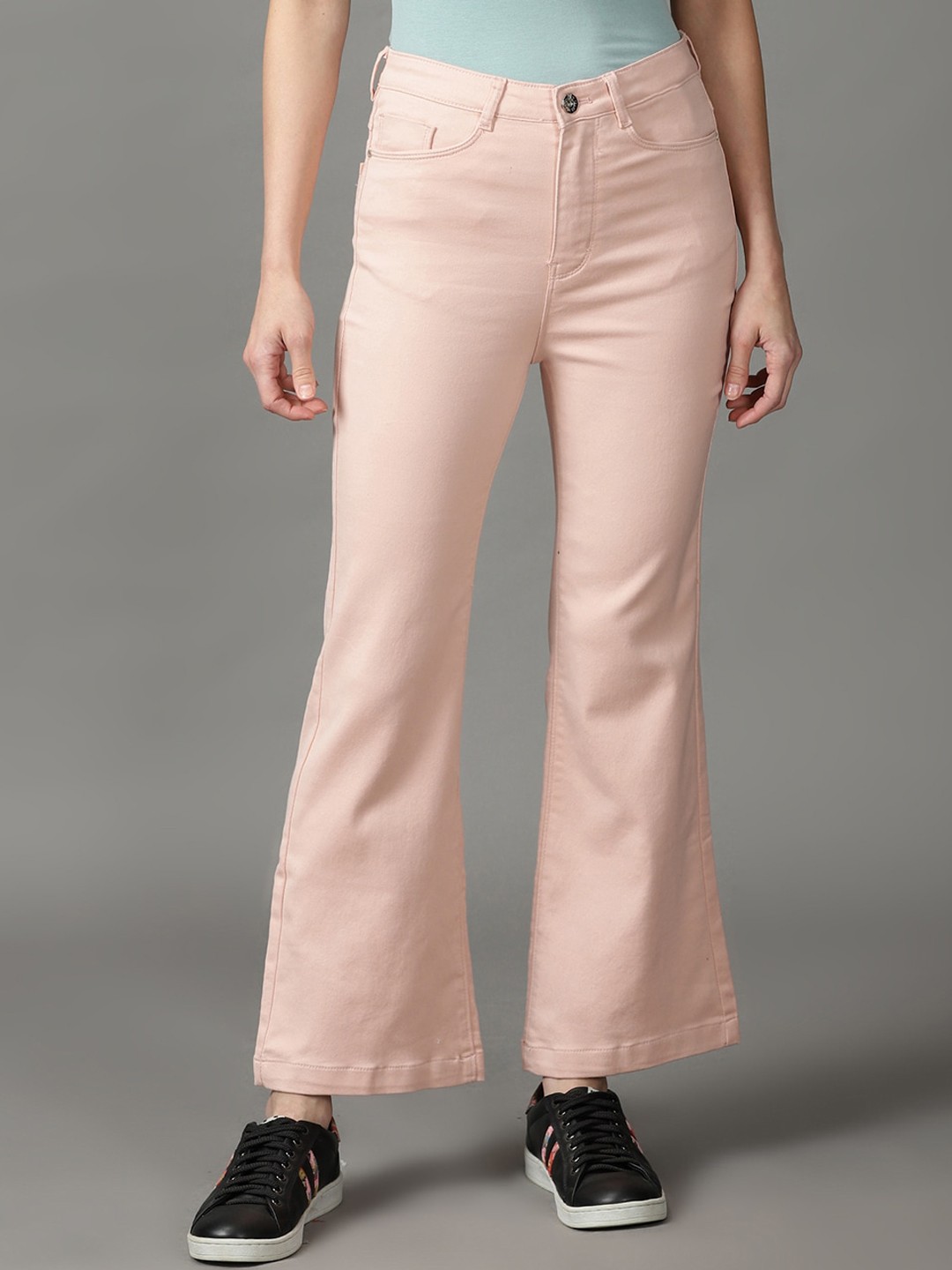

SHOWOFF Women Bootcut High-Rise Stretchable Cotton Jeans, Peach