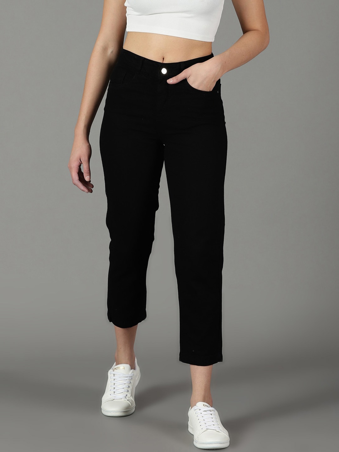

SHOWOFF Women High-Rise Cotton Jeans, Black