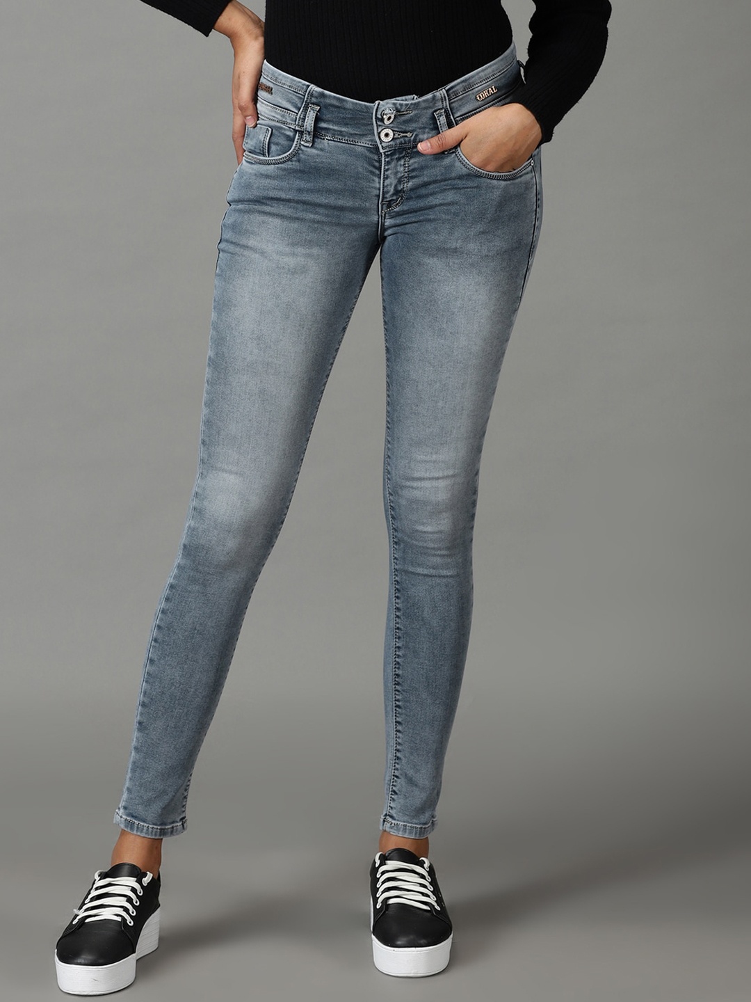 

SHOWOFF Women Slim Fit Light Fade Acid Wash Stretchable Jeans, Blue