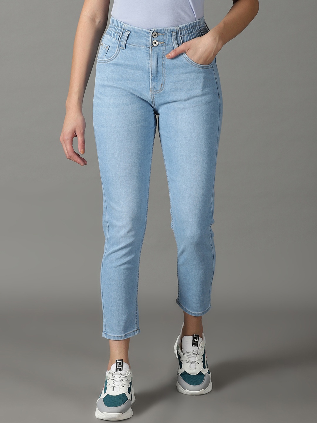 

SHOWOFF Women Boyfriend Fit High-Rise Stretchable Jeans, Blue