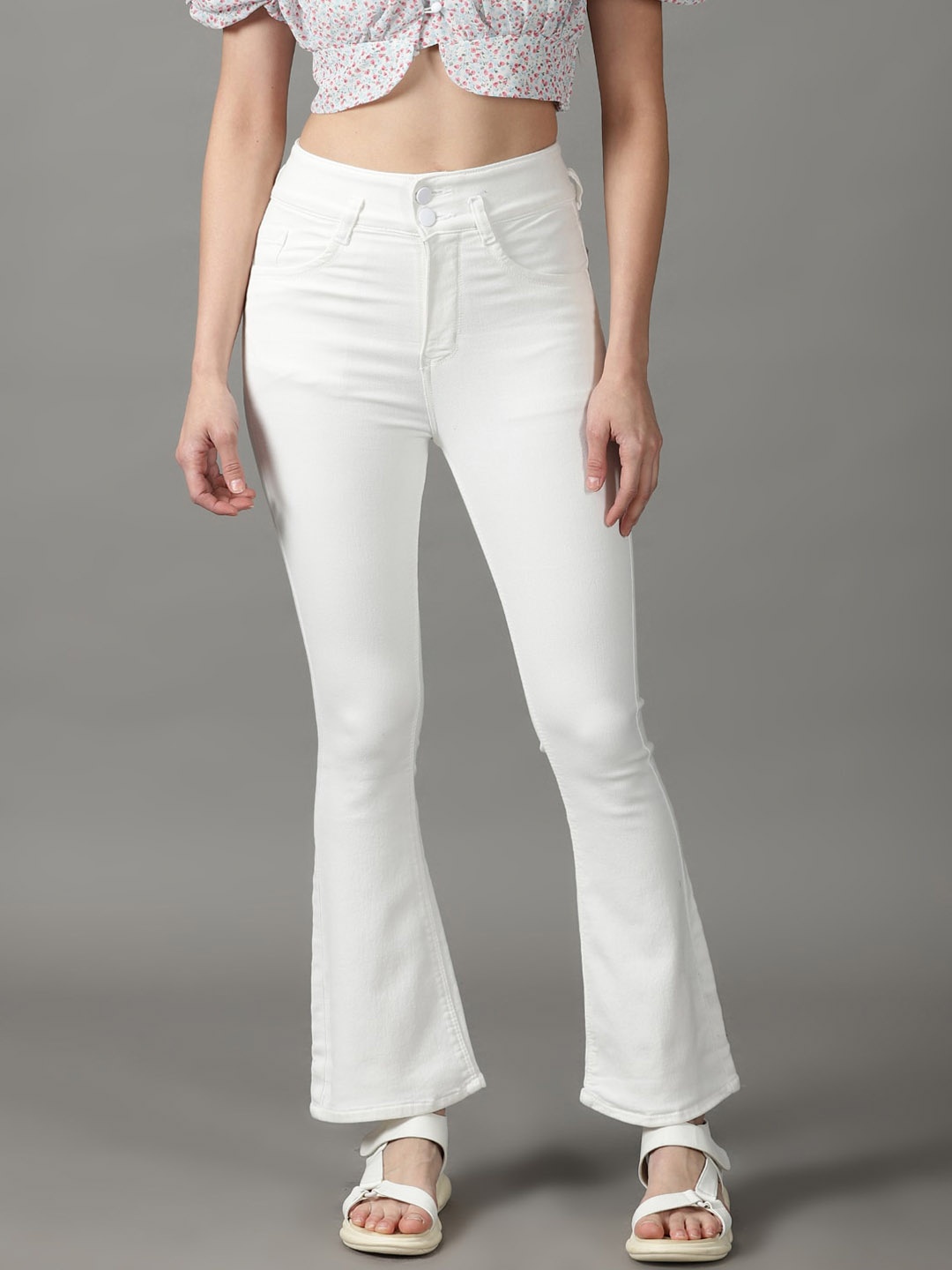

SHOWOFF Women Bootcut High-Rise Stretchable Jeans, White