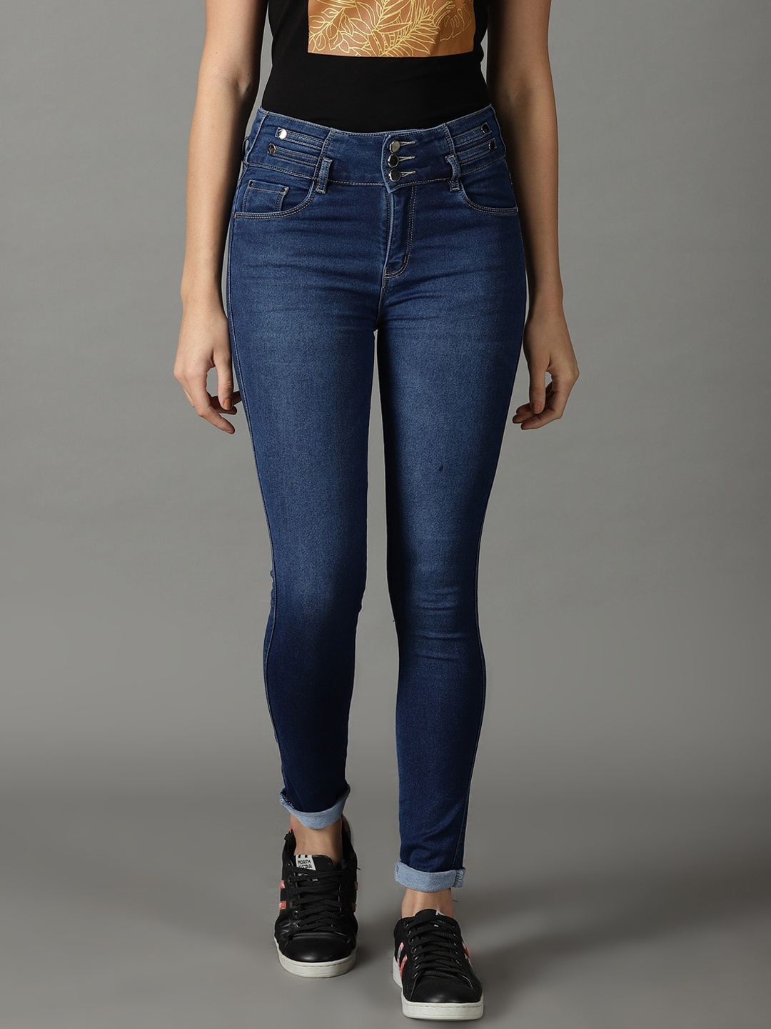 

SHOWOFF Women High-Rise Light Fade Acid Wash Stretchable Jeans, Blue