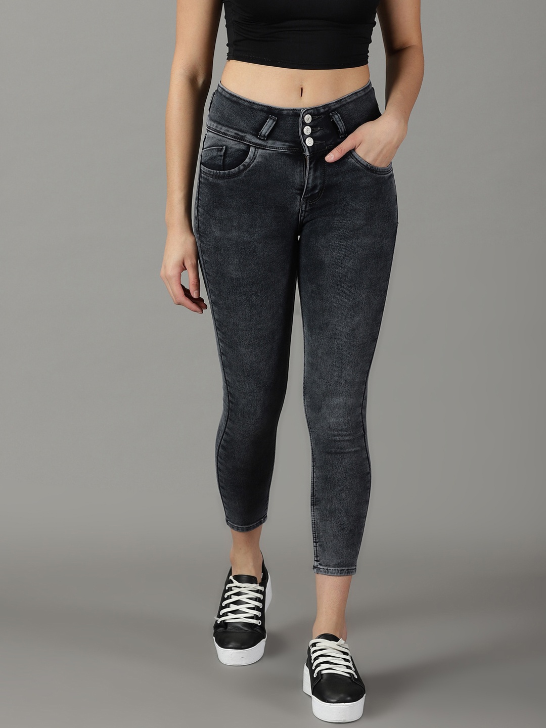 

SHOWOFF Women Slim Fit High-Rise Stretchable Jeans, Black