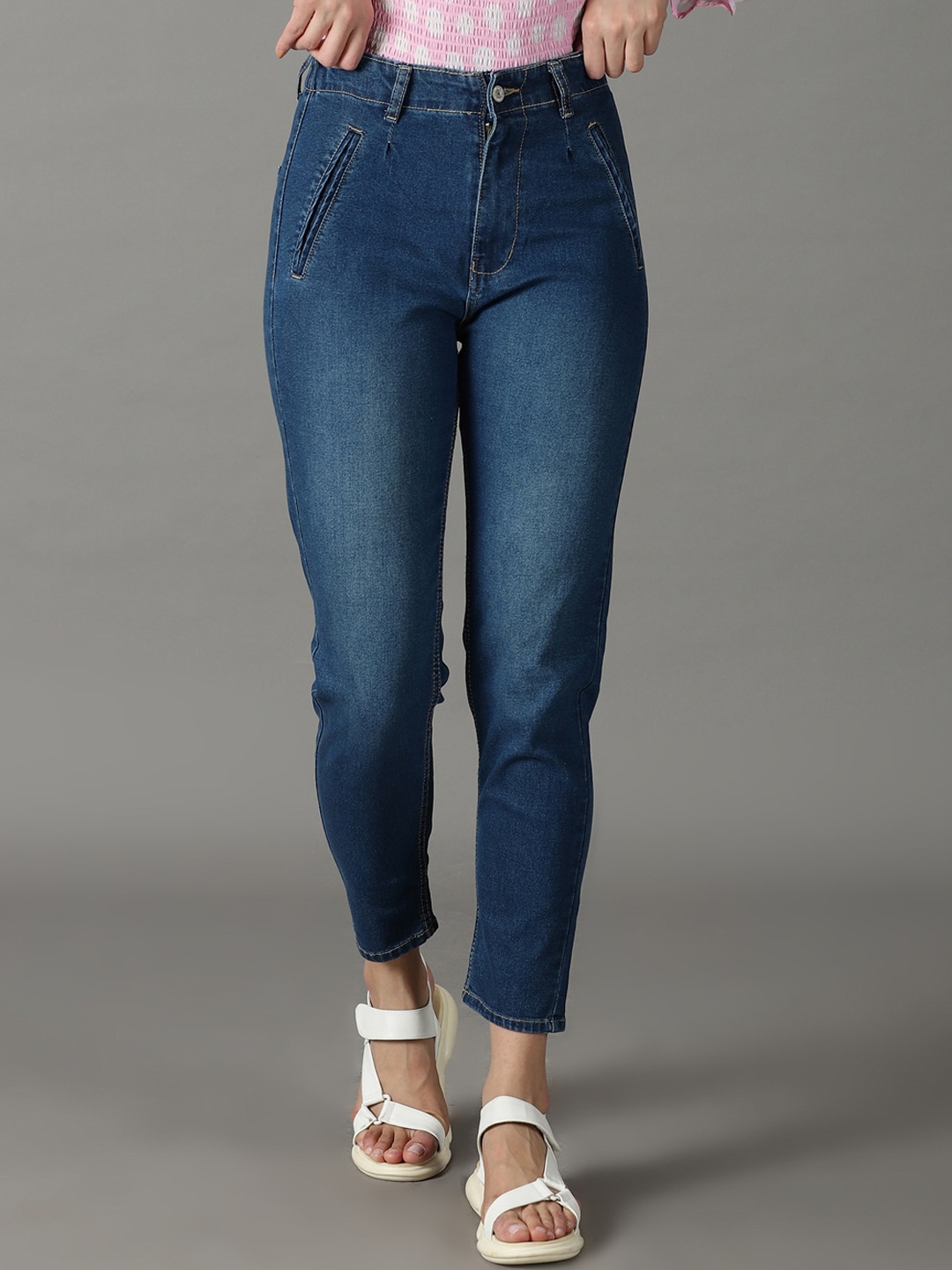 

SHOWOFF Women Mom Fit High-Rise Stretchable Jeans, Navy blue
