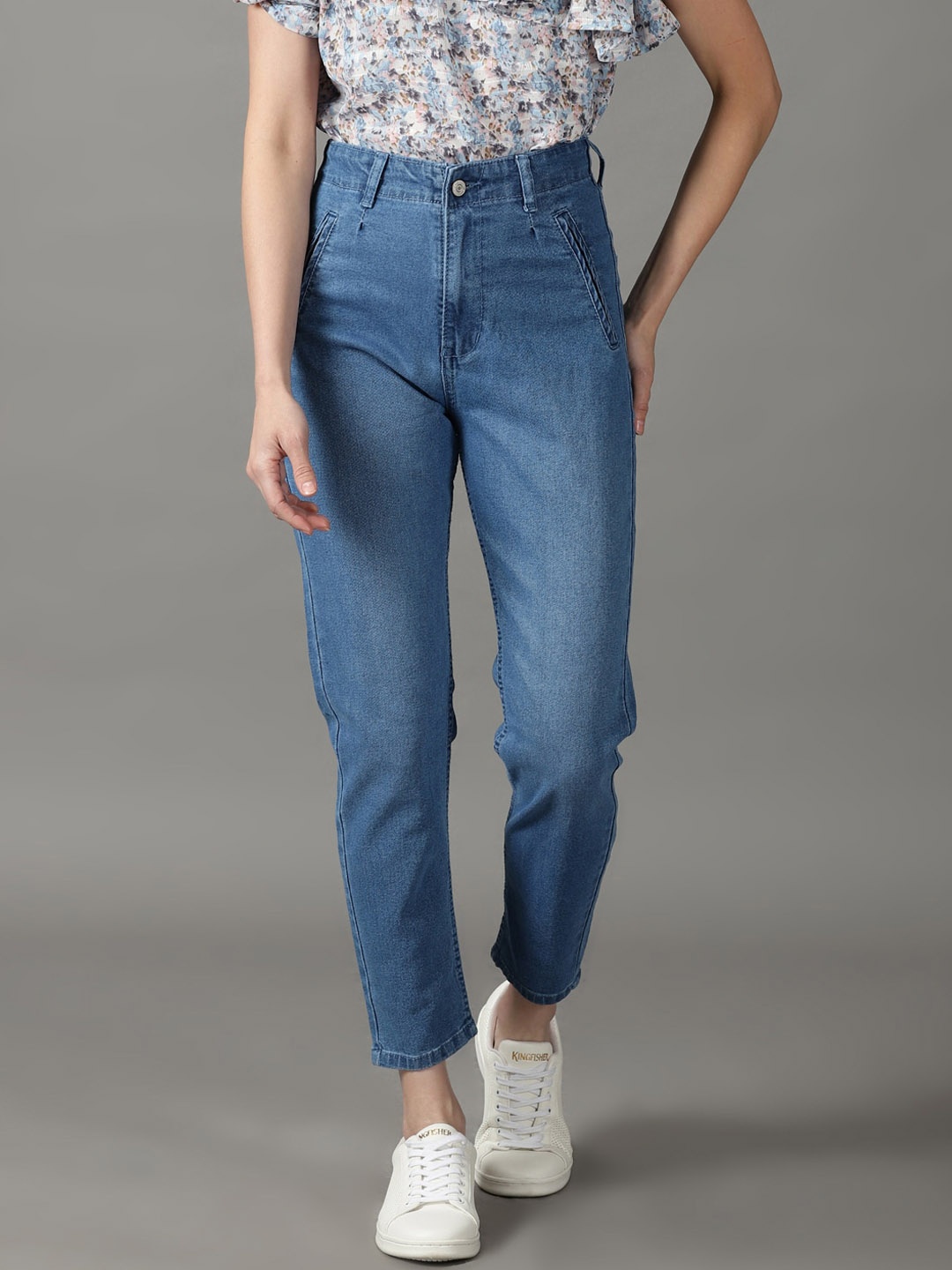 

SHOWOFF Women High-Rise Light Fade Acid Wash Stretchable Cotton Jeans, Blue