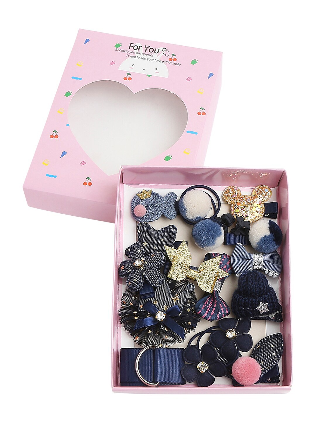 

Babymoon Girls Pack of 18 Ponytail Holders, Navy blue