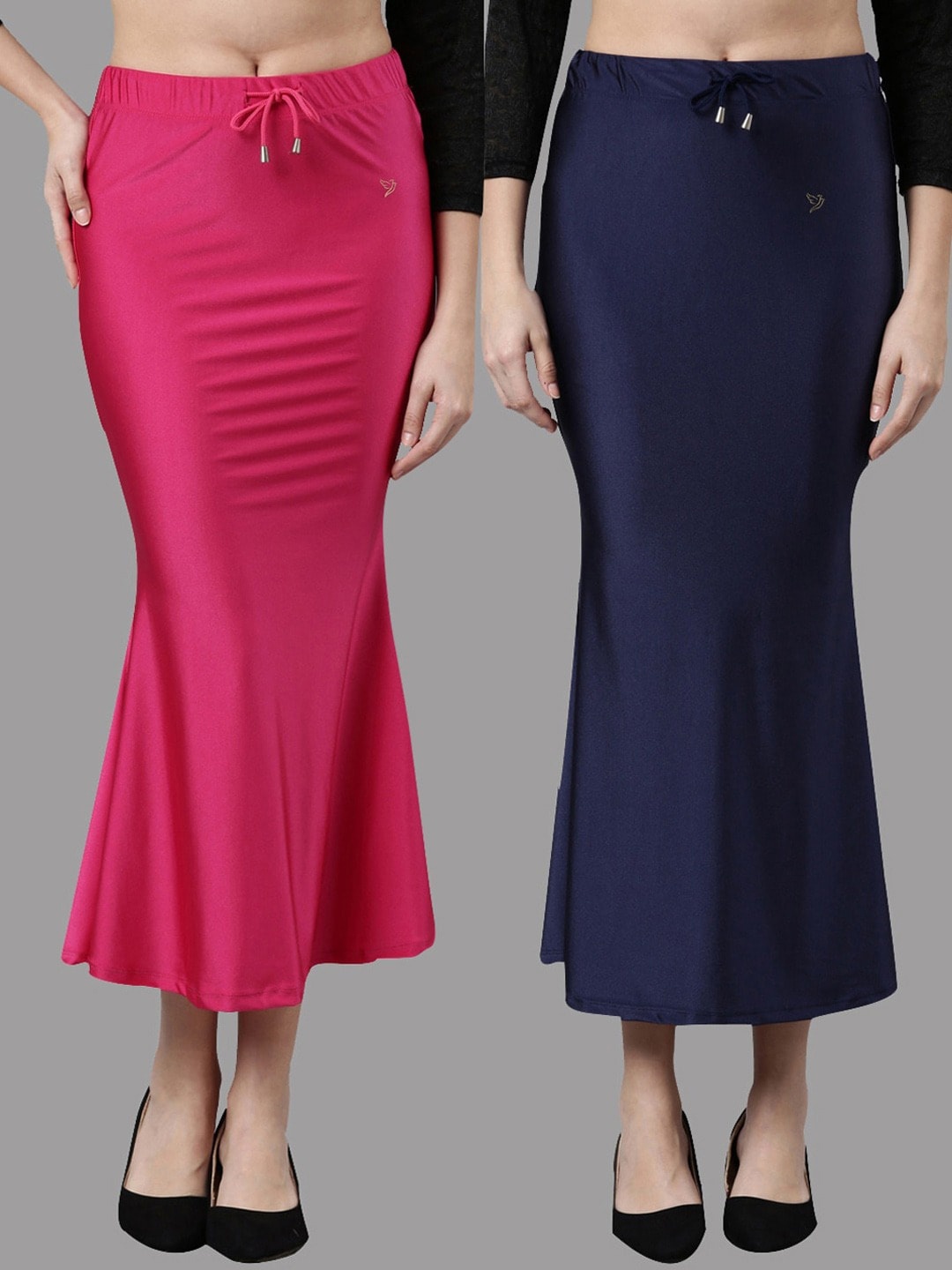 

TWIN BIRDS Women pack of 2 Mermaid-Style High rise Stretchable Shimmer Saree shape wear, Pink