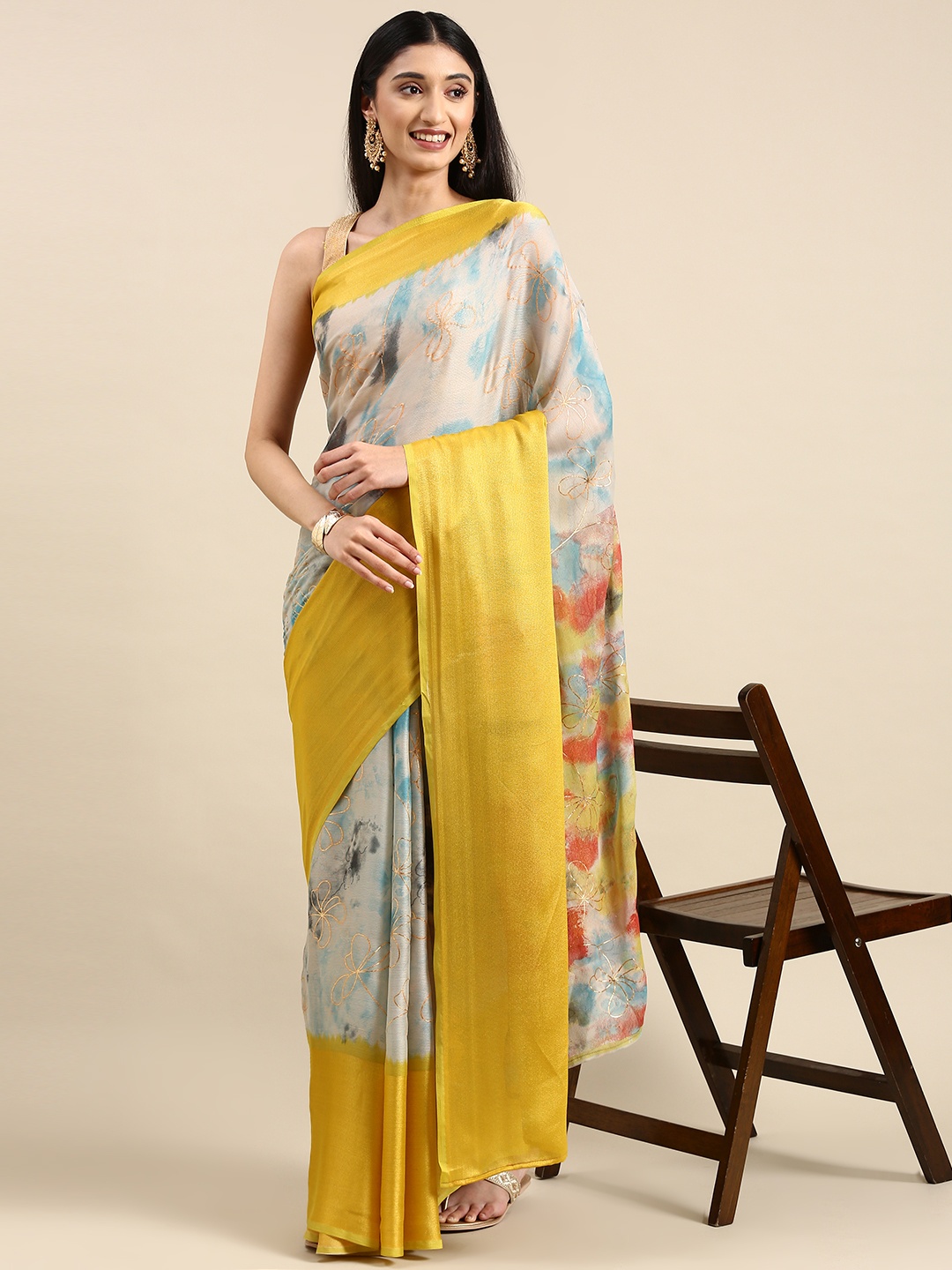 

Anouk Abstract Print Pure Chiffon Saree, Yellow