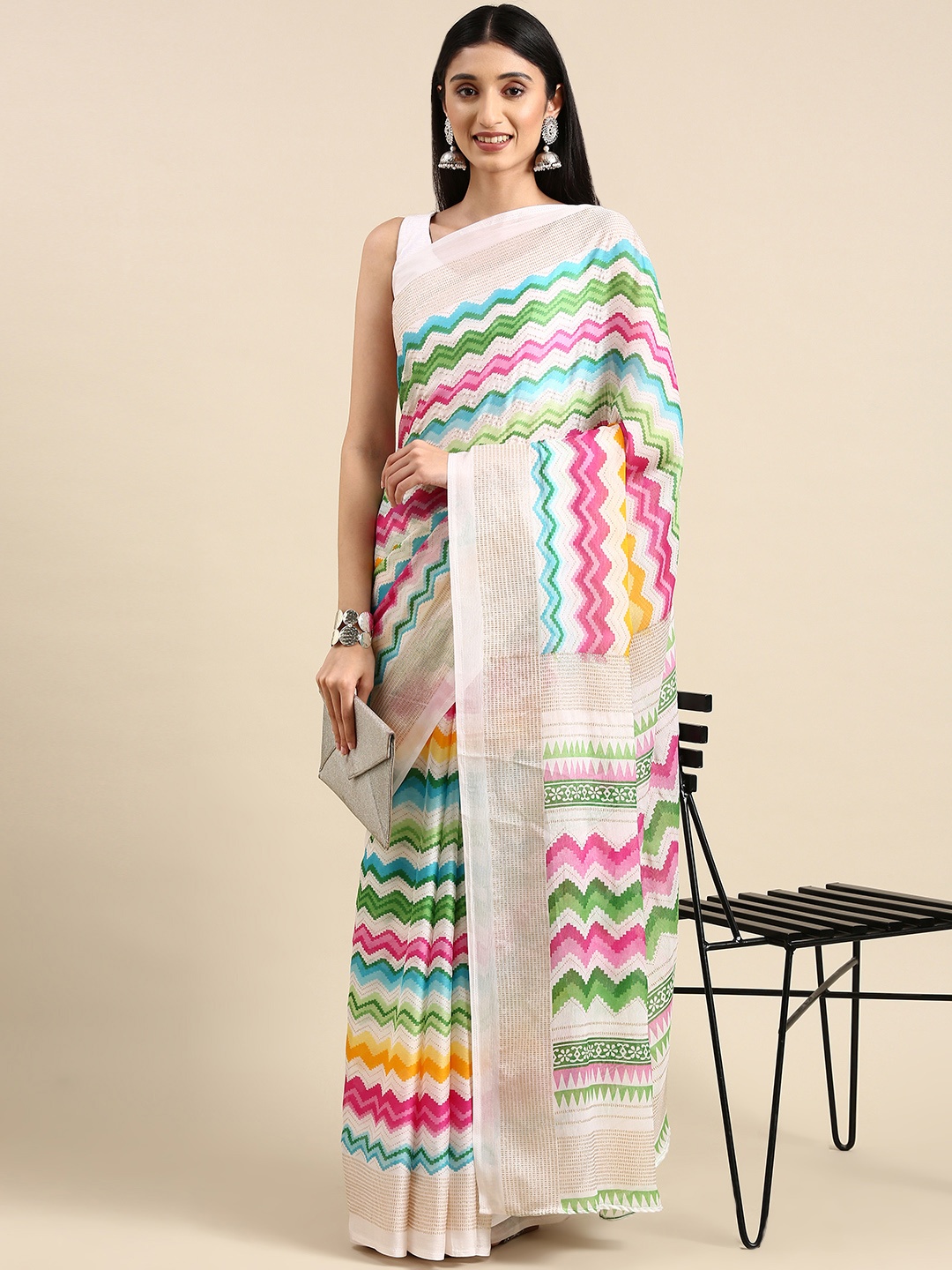 

Anouk Leheriya Pure Chiffon Saree, Multi