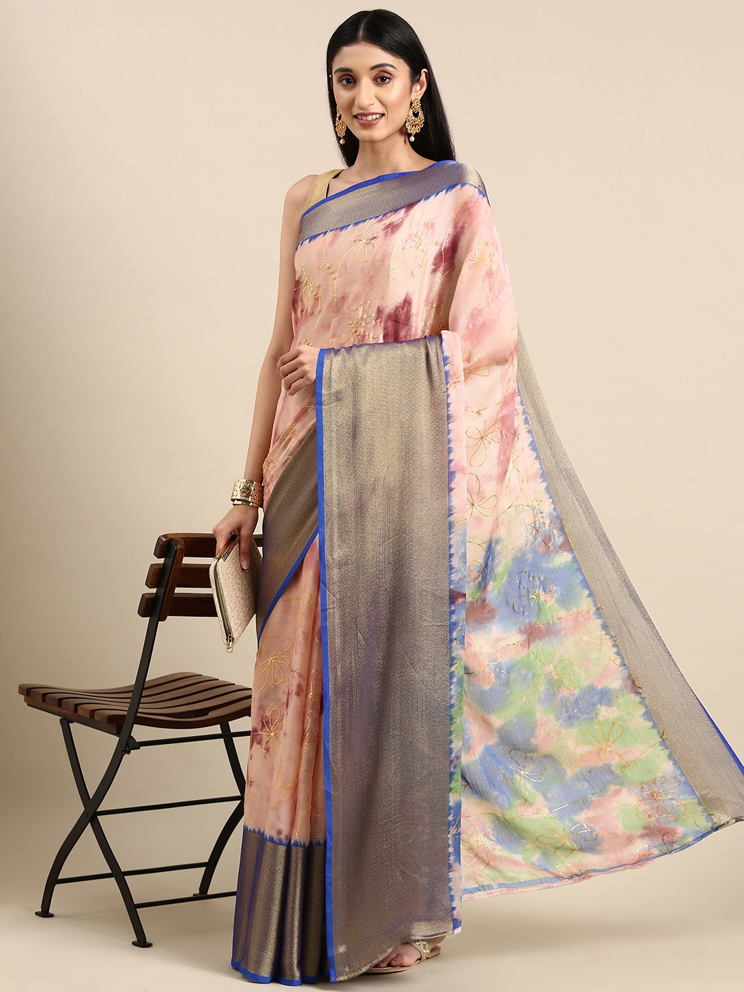

Anouk Abstract Print Pure Chiffon Saree, Blue