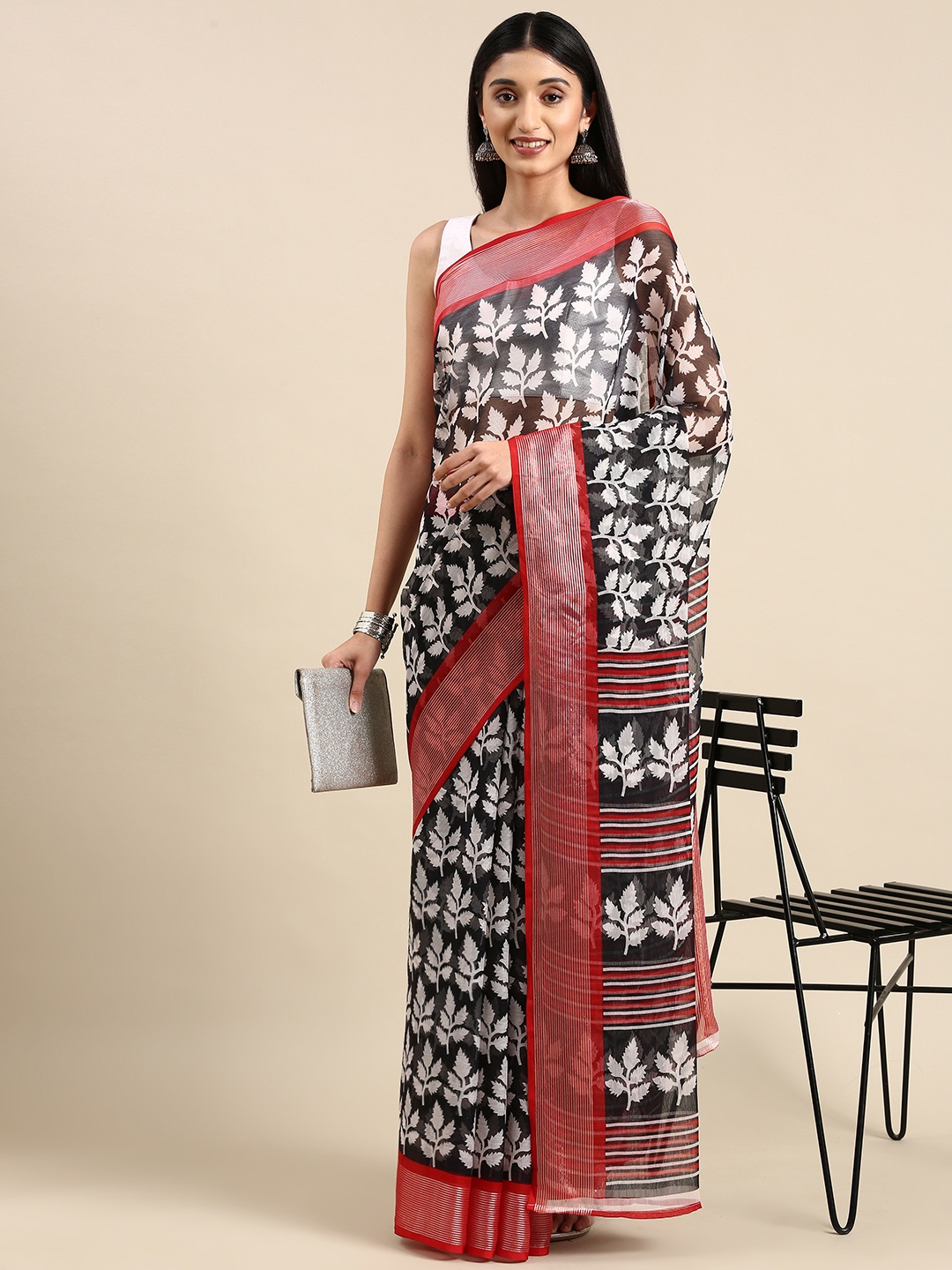 

Anouk Floral Pure Chiffon Saree, Black