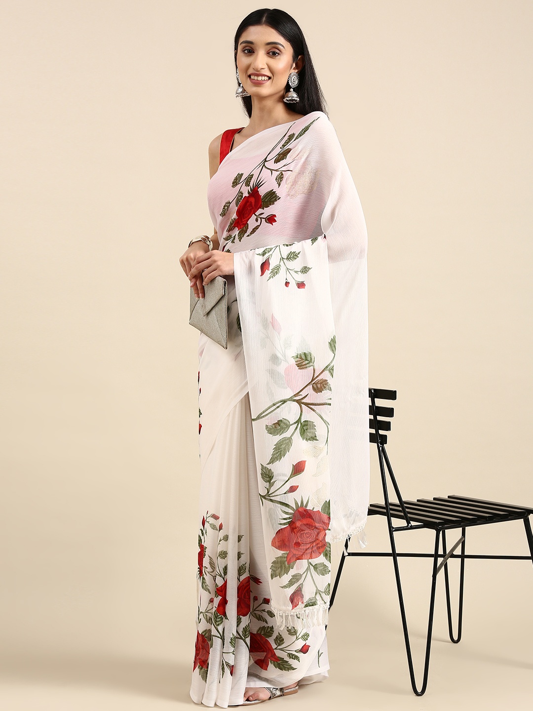 

Anouk Floral Pure Chiffon Saree, White