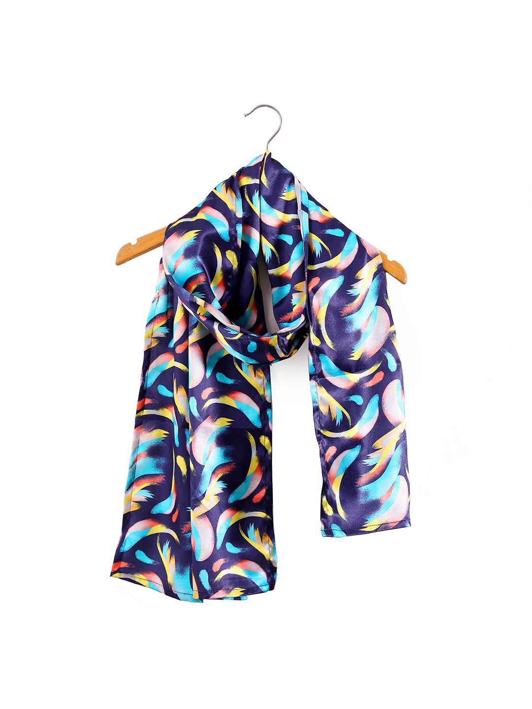 

HANDICRAFT PALACE Women Leaf Printed Scarf, Navy blue