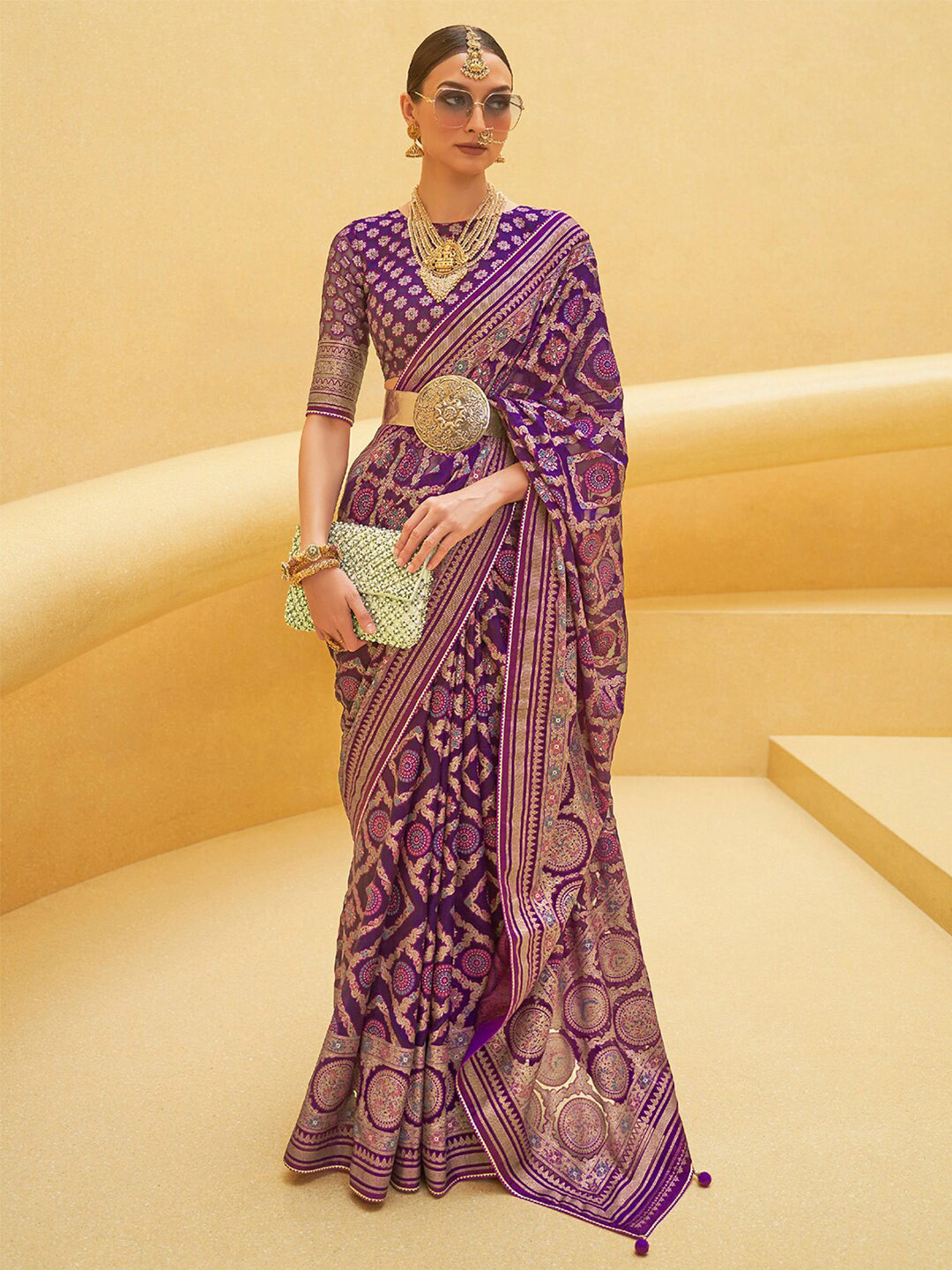 

Anouk Woven Design Organza Banarasi Saree, Purple