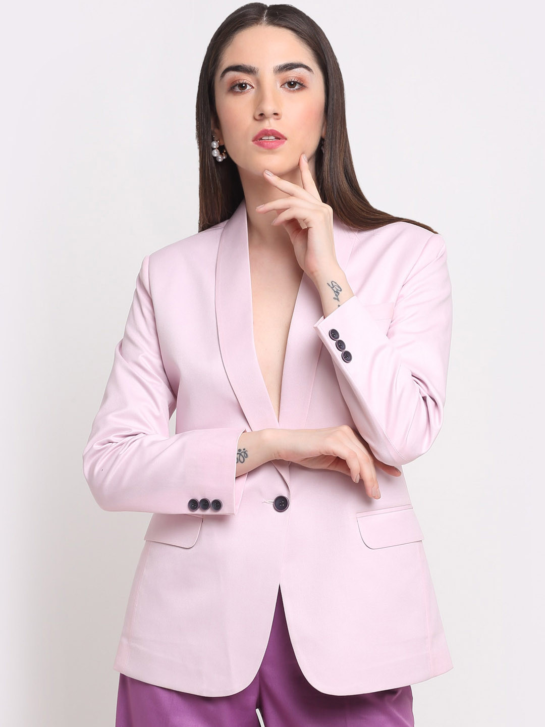 

Ennoble Women Comfort-Fit Single-Breasted Blazer, Pink