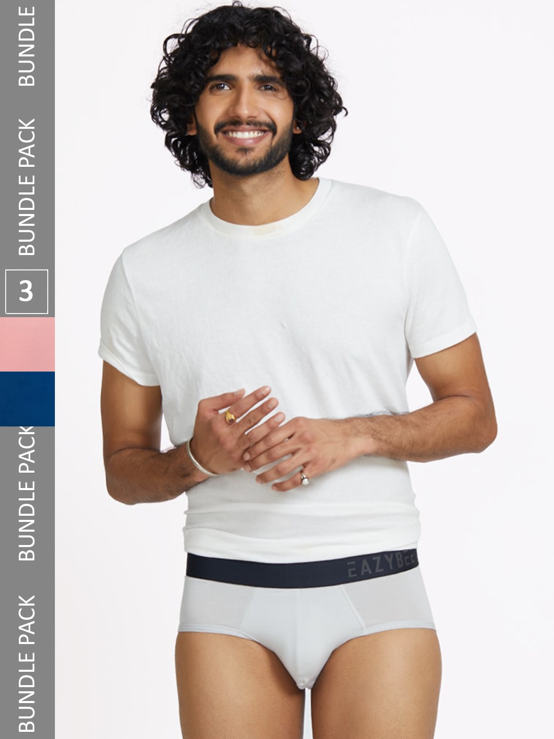 

Eazybee Men Pack of 3 Eco-Super Soft Tencel Basic Briefs EZB3GBLUSR-M, White