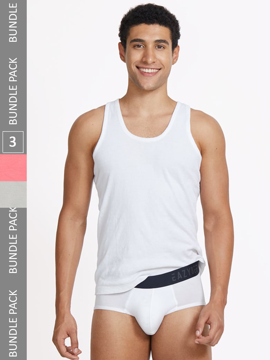 

Eazybee Men Pack Of 3 Mid-Rise Anti Bacterial Basic Briefs- EZB3WGSR-L, White