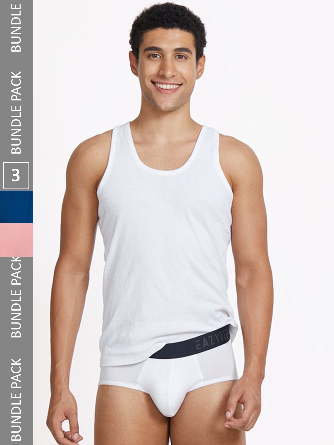 

Eazybee Men Pack Of 3 Mid-Rise Anti-Odour Basic Briefs- EZB3WBLUSR-L, White
