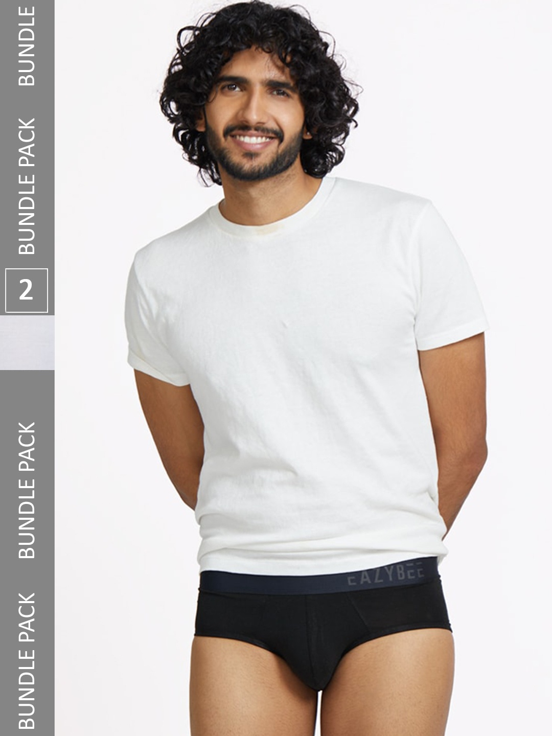 

Eazybee Men Pack Of 2 Mid-Rise Anti-Odour Basic Briefs- EZB2BW-M, Black