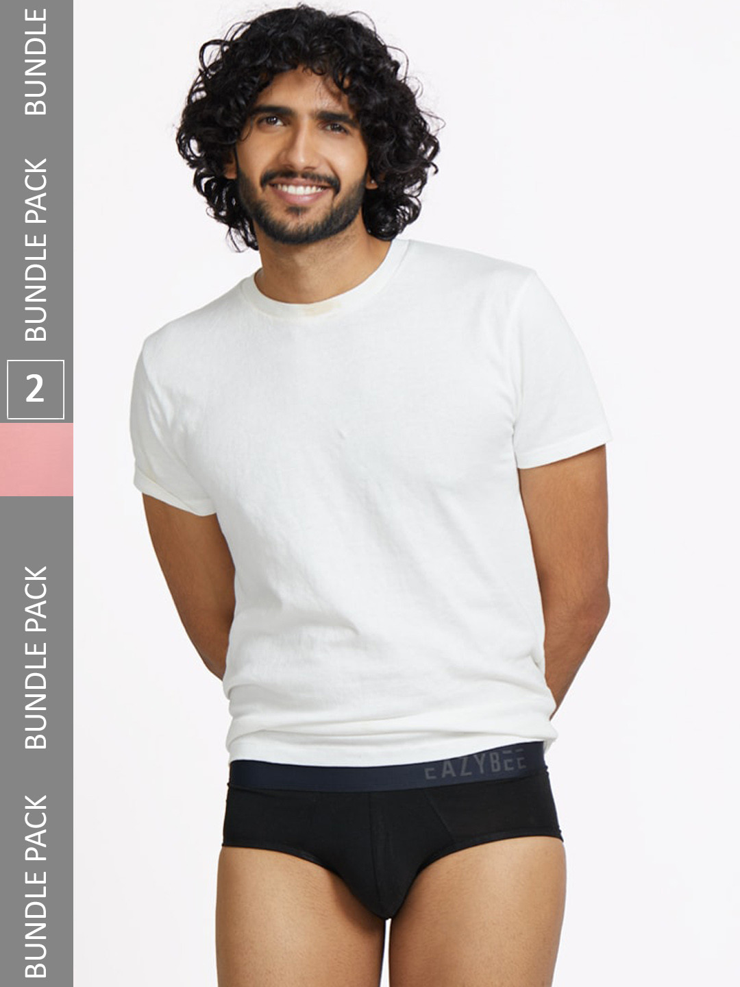 

Eazybee Men Pack Of 2 Mid-Rise Anti-Odour Basic Briefs- EZB2BSR-S, Black