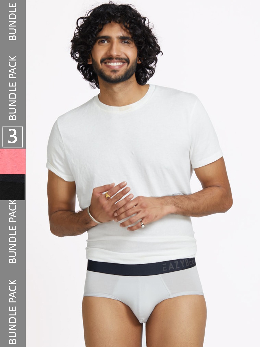 

Eazybee Men Pack Of 3 Anti Odour Eco-Super Soft Basic Briefs EZB3BGSR-S, Black