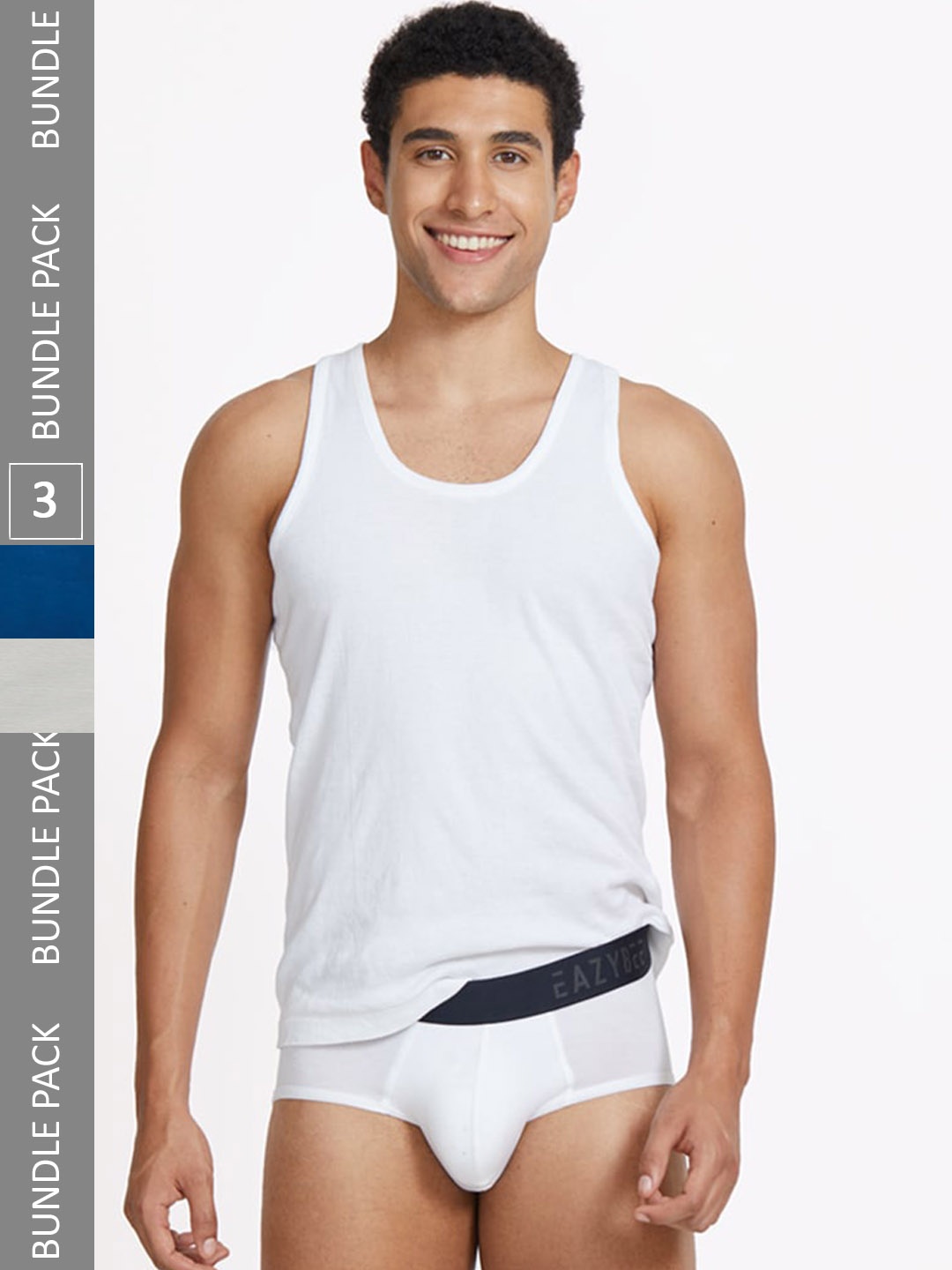 

Eazybee Men Pack Of 3 Anti Odour Eco-Super Soft Basic Briefs EZB3WGBLU-S, Blue