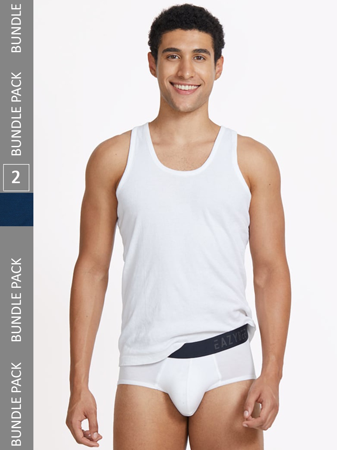 

Eazybee Men Pack Of 2 Anti Odour Eco-Super Soft Basic Briefs EZB2WBLU-L, White