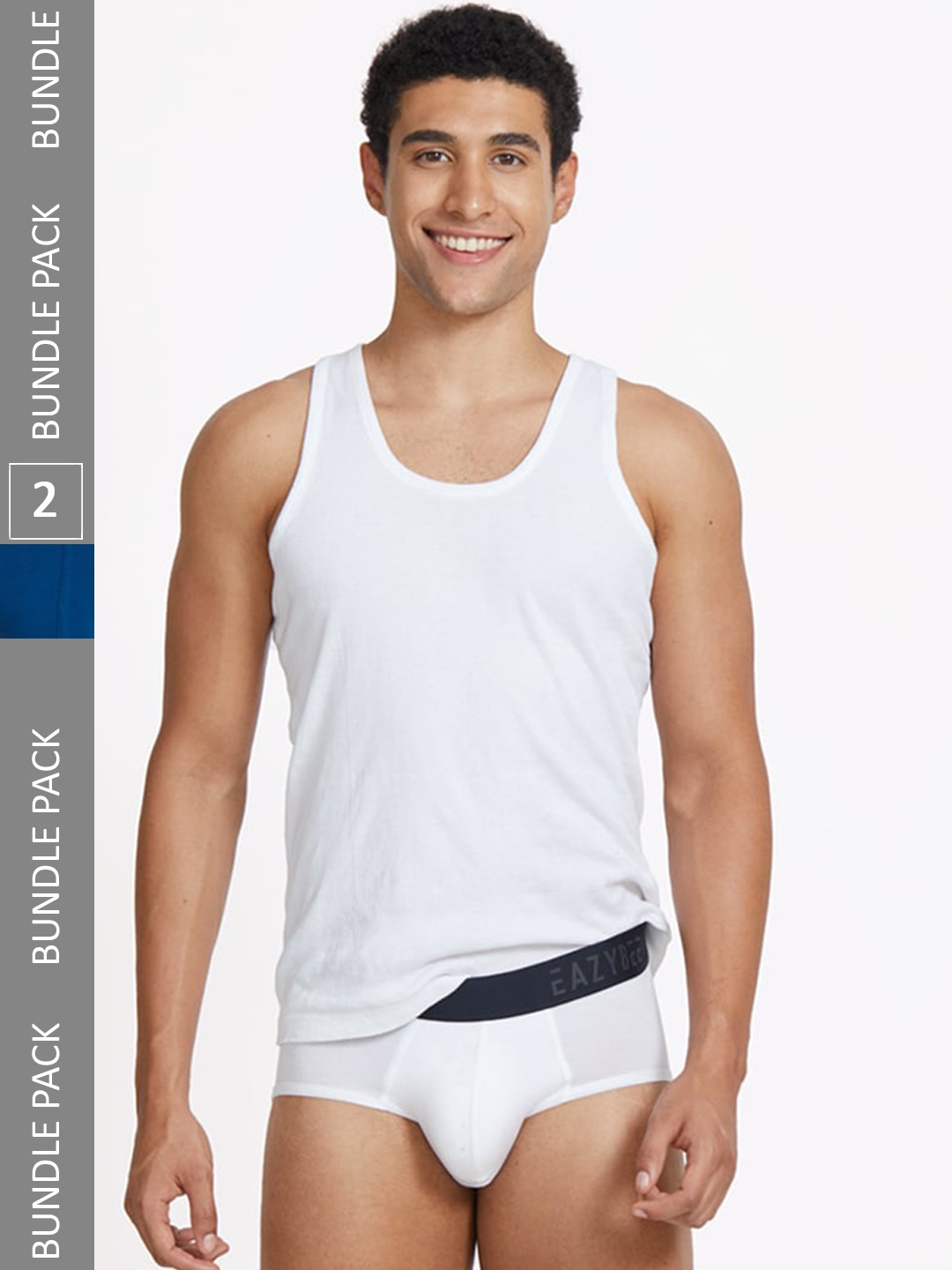 

Eazybee Men Pack Of 2 Anti Odour Eco-Super Soft Basic Briefs EZB2WBLU-S, White