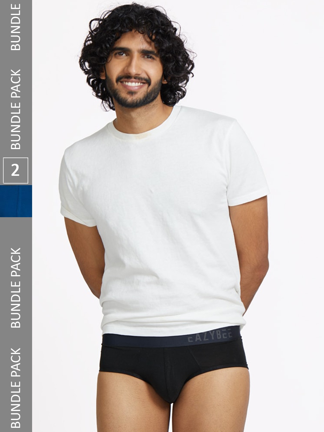 

Eazybee Men Pack Of 2 Eco-Super Soft Anti-Bacterial Tencel Basic Briefs EZB2BBLU-L, Black