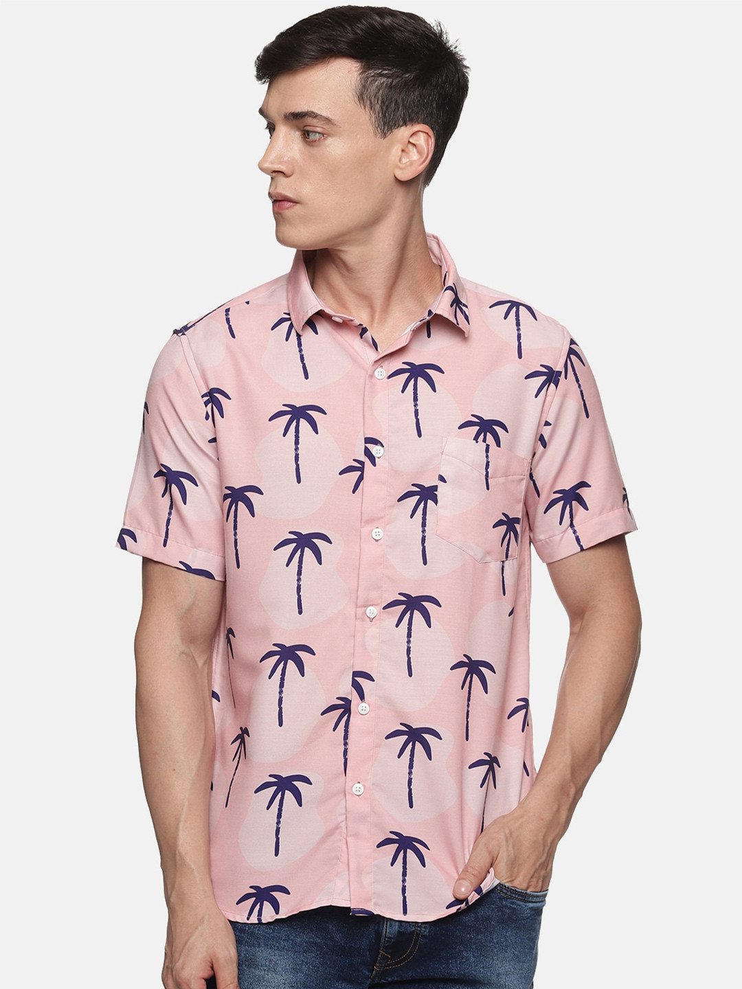 

Tusok Men Conversational Printed Casual Shirt, Pink