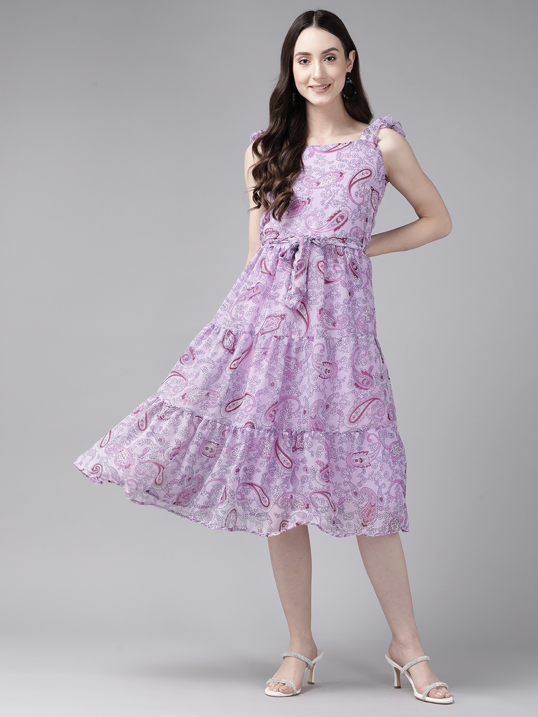 

Aarika Ethnic Motifs Georgette A-Line Midi Dress, Purple
