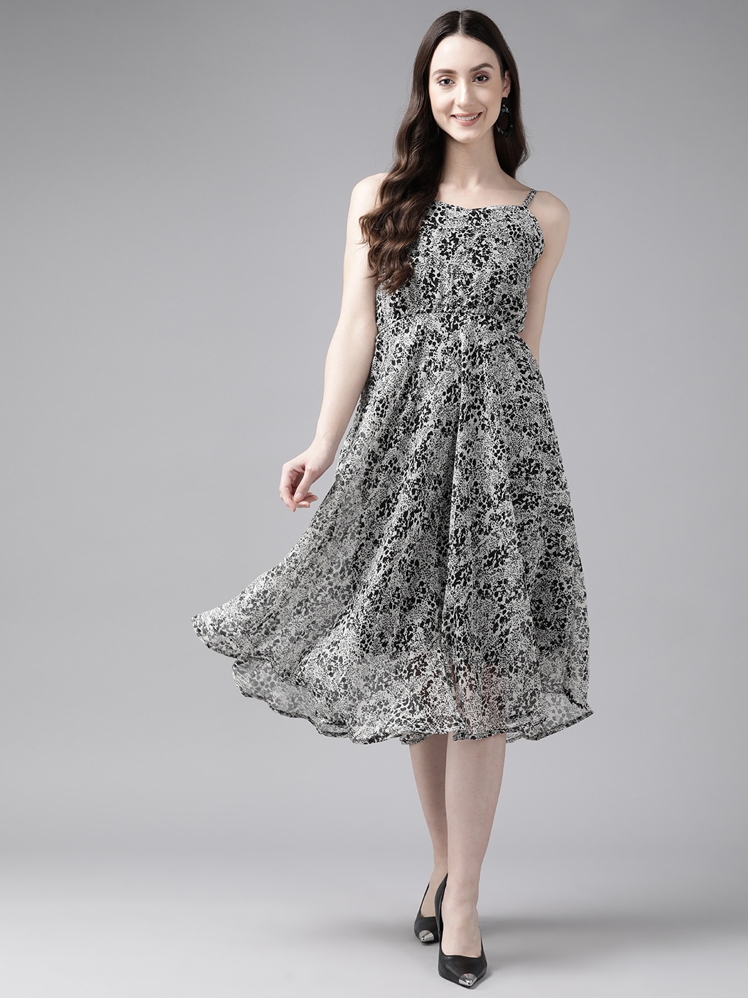 

Aarika Georgette A-Line Midi Dress, Black