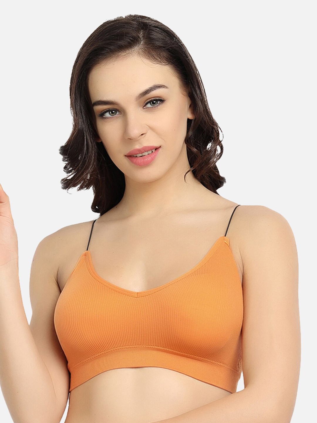 

Gopalvilla Lightly Padded Seamless Cotton Bralette Bra Hbra001_O, Orange