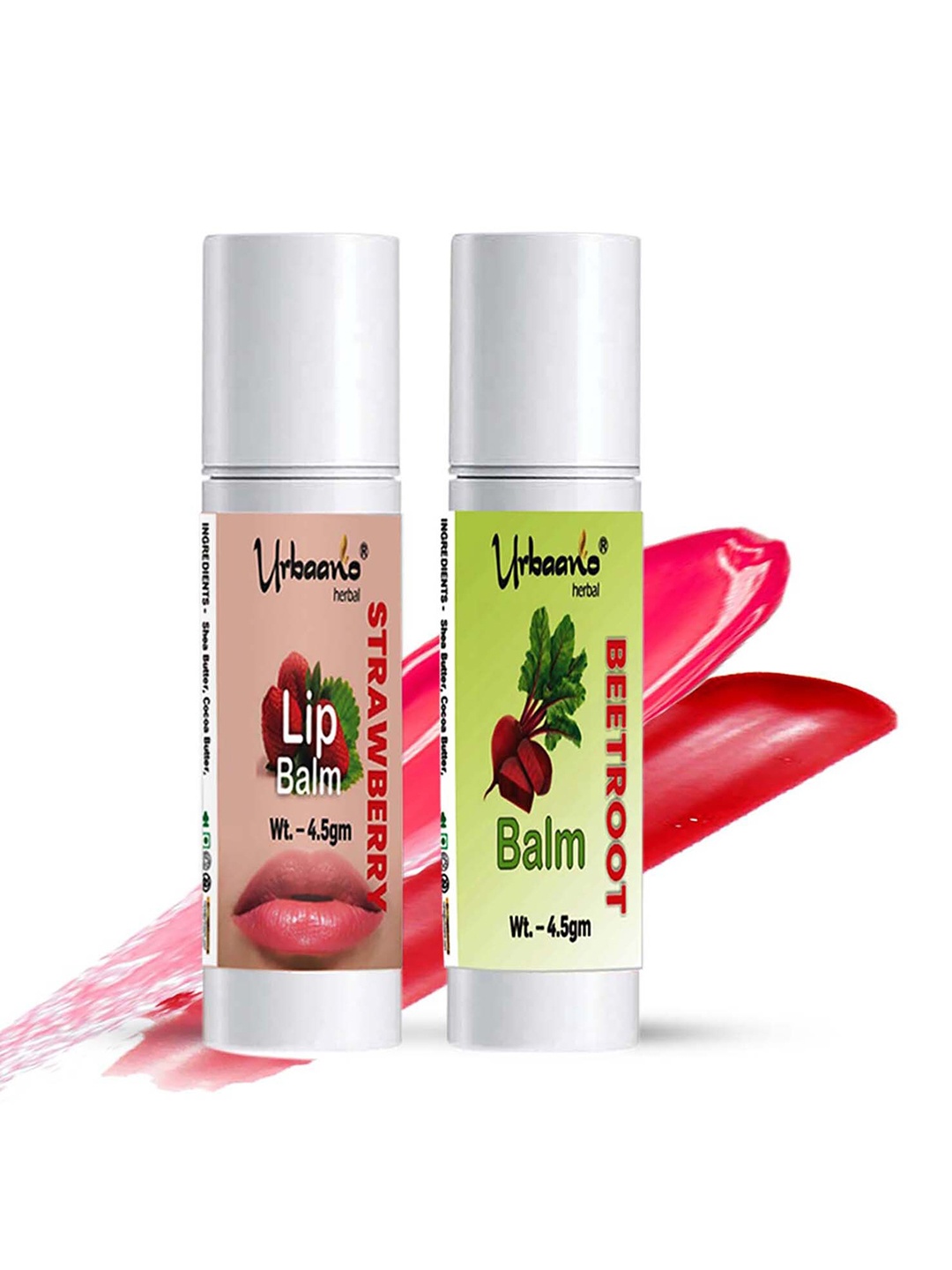 

Urbaano Herbal Set Of 2 Tint Strawberry & Beetroot Lip Balm 4.5 g Each, Pink