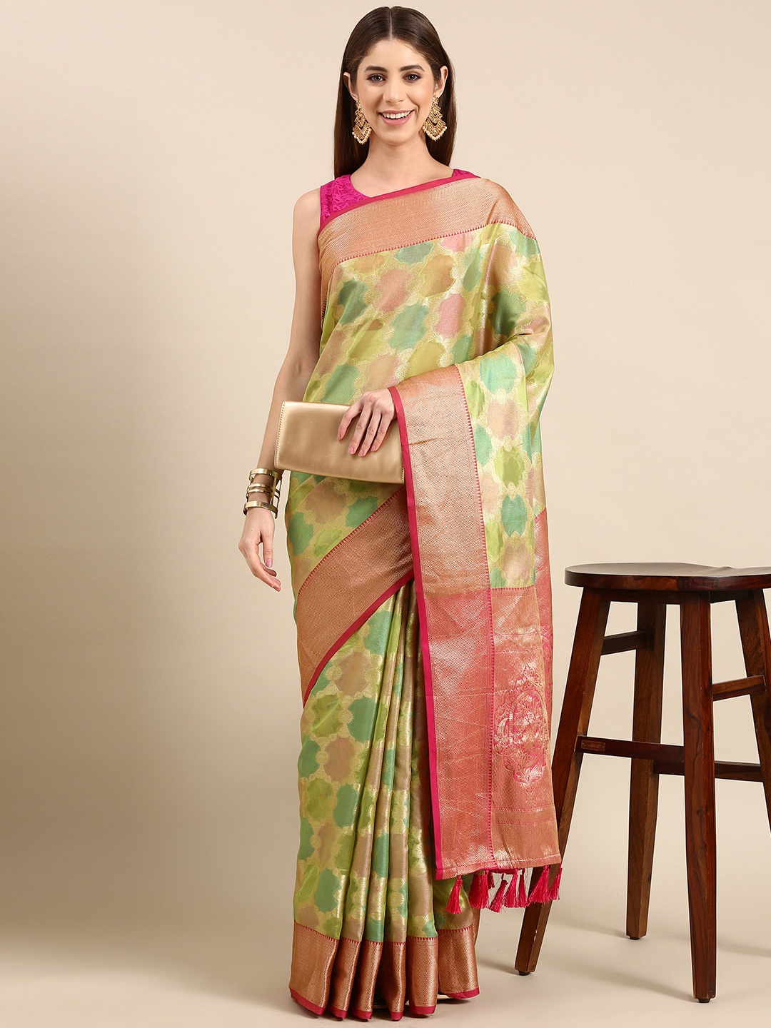 

VASTRANAND Woven Design Zari Tissue Banarasi Saree, Green