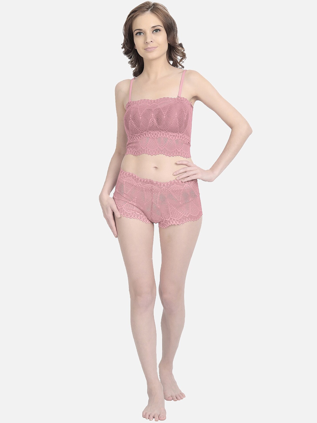

Gopalvilla Self-Design Laced Lingerie Set MK004_LPK, Pink
