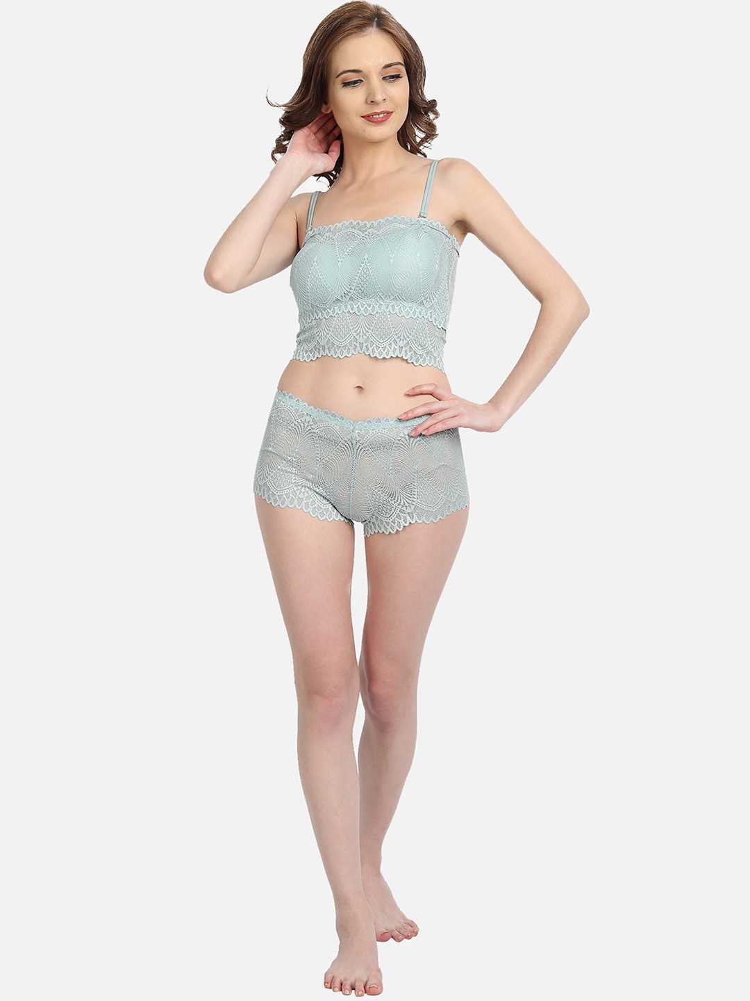 

Gopalvilla Self-Design Lace Lingerie Set MK004_LBL, Blue