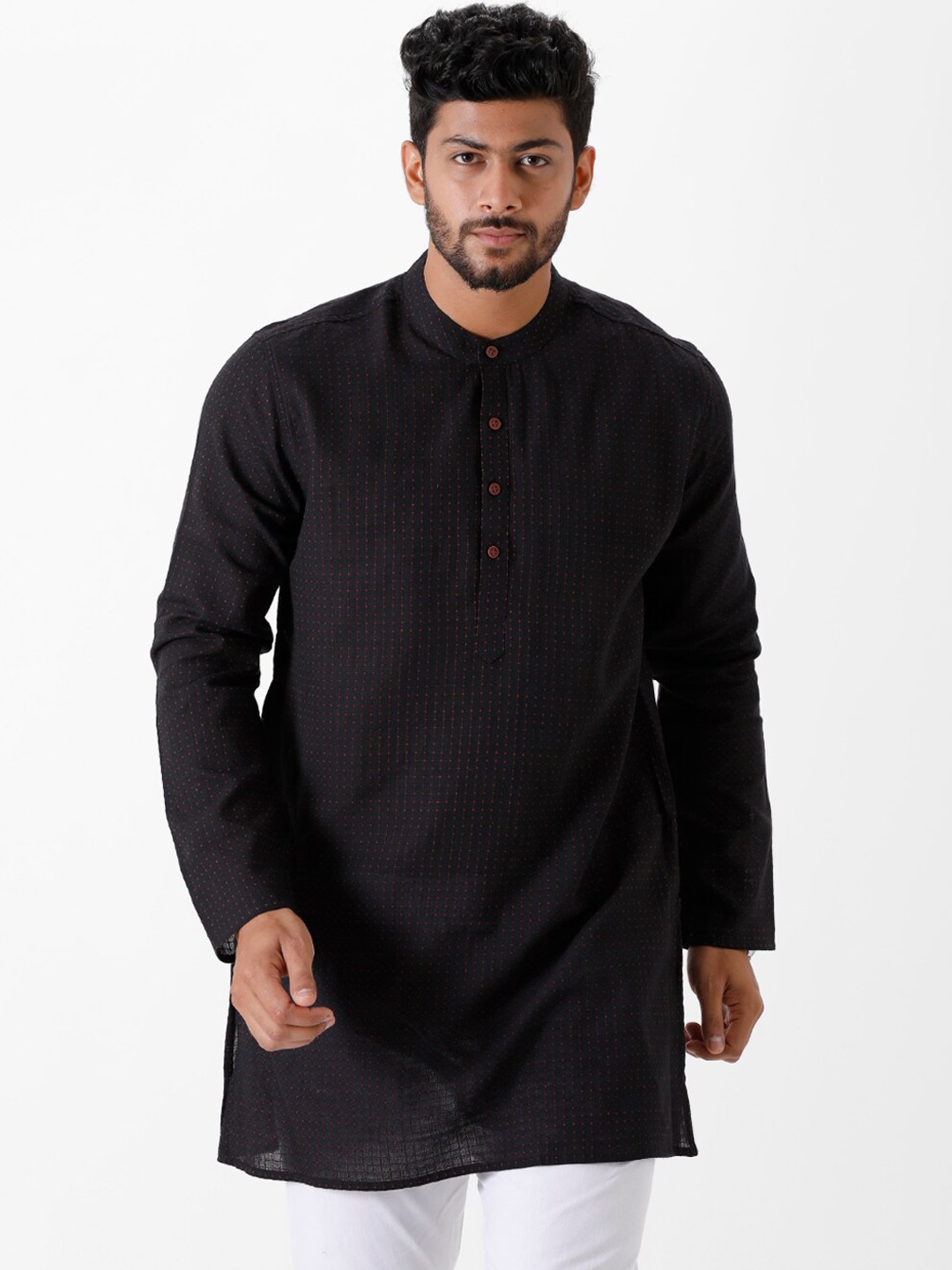 

Ramraj Men Mandarin Collar Kurta, Black