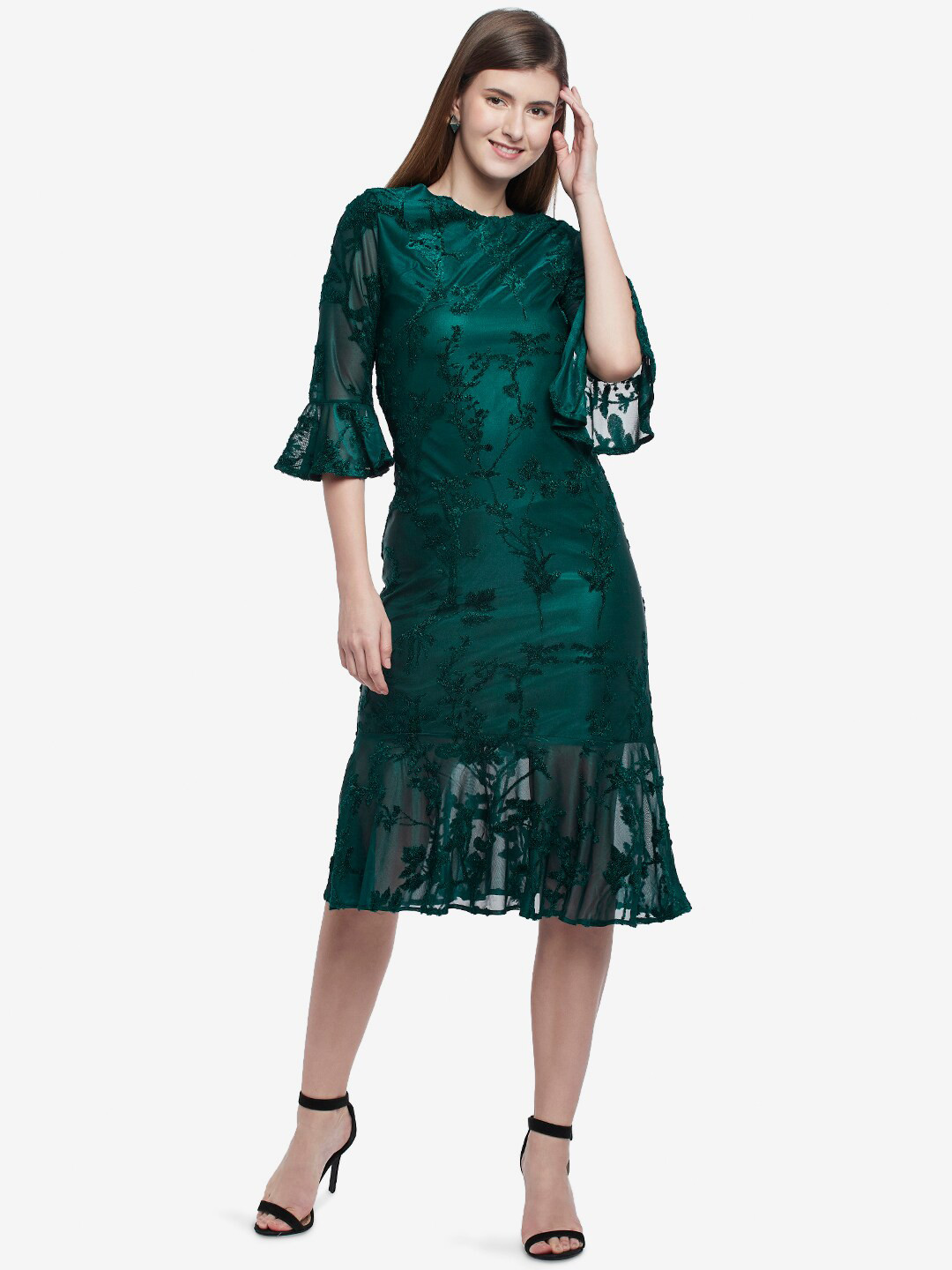 

Emmyrobe Jacquard Sheath Midi Dress, Green