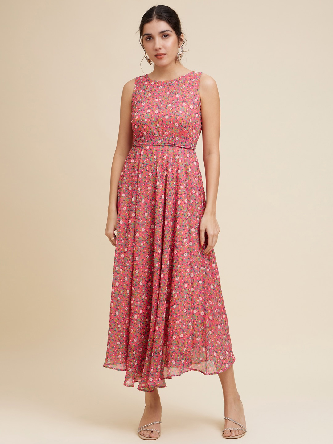 

Emmyrobe Floral Printed Georgette Maxi Dress, Pink