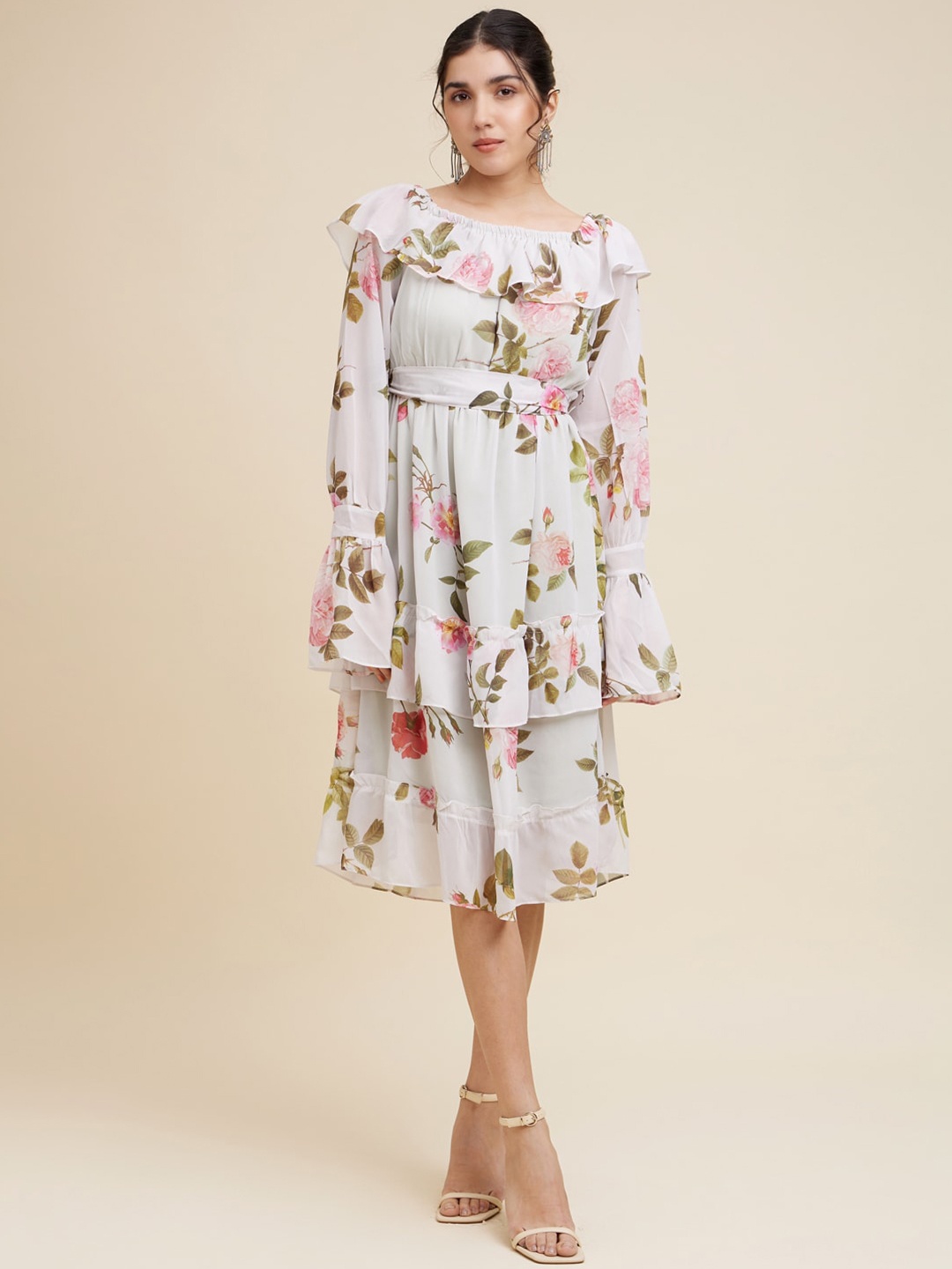 

Emmyrobe Floral Georgette Dress, Off white