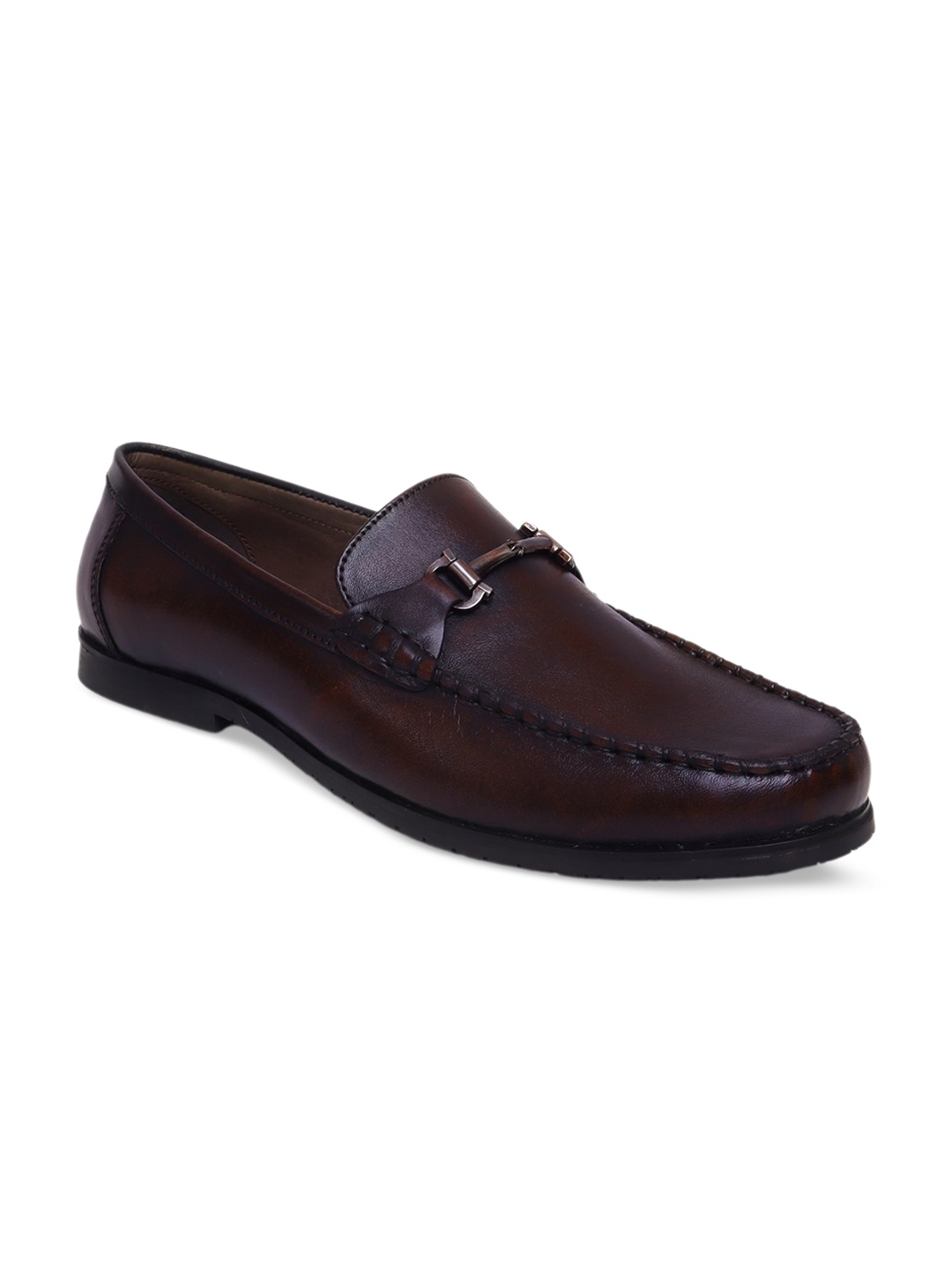 

Zoom Shoes Men Leather Formal Loafers With Buckle Detail, Brown